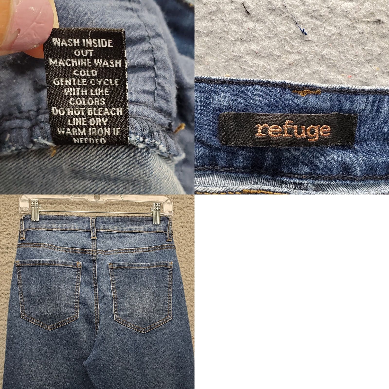 Denime Refuge Womens 4 Blue Denim Skinny Jeans High-Waisted Distressed Frayed Hem 27.75 Inseam Regular 5-Pocket Denim Jeans Size 27" / US 4 / IT 40 - 8 Thumbnail