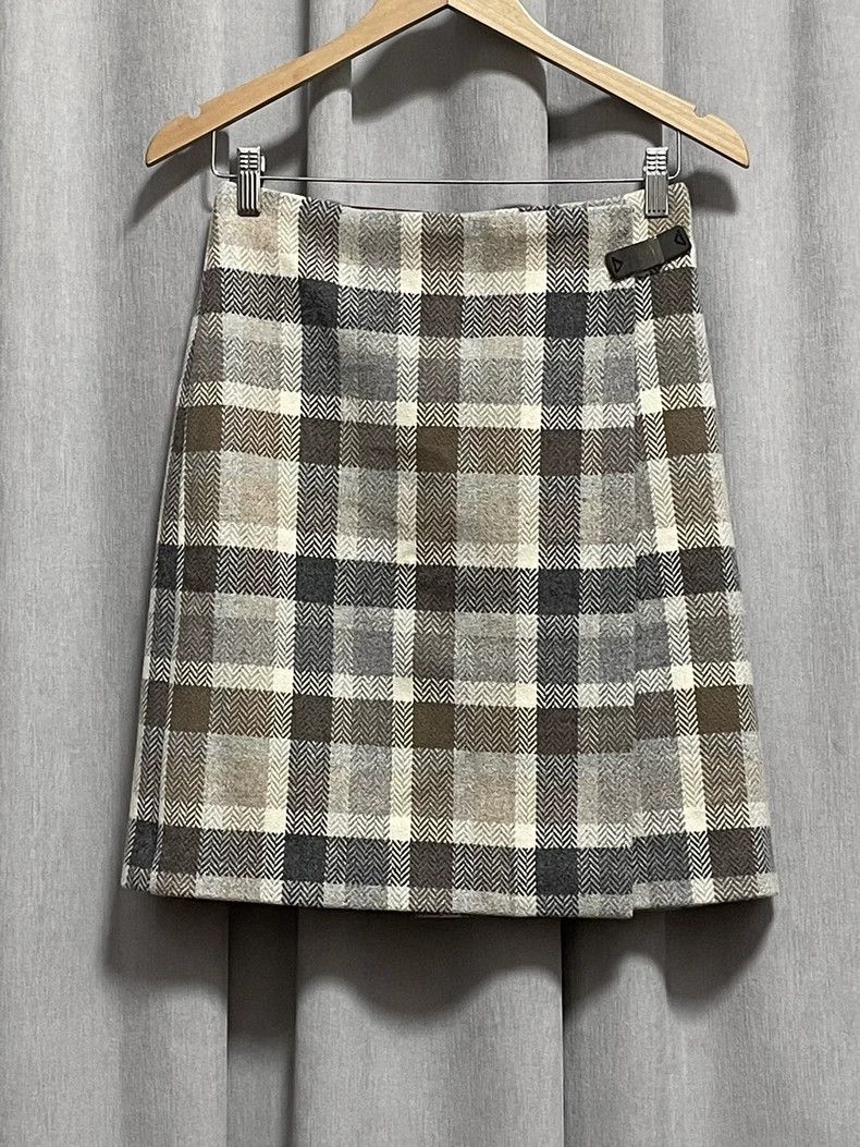 LORO PIANA Plaid wool and cashmere skirt