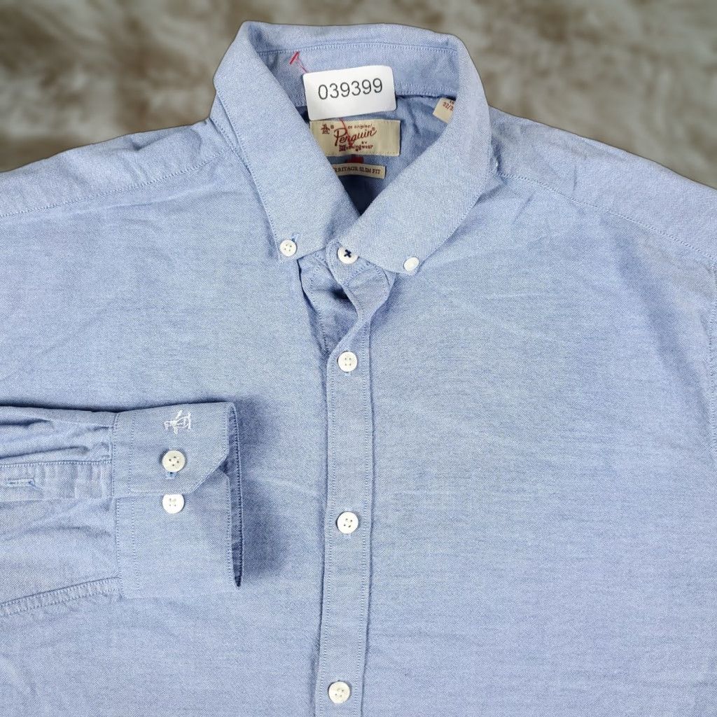 Original Penguin Penguin Shirt Mens 16 Blue Slim Fit Dress Button Up Long Sleeve N/A Size 42R - 1 Thumbnail
