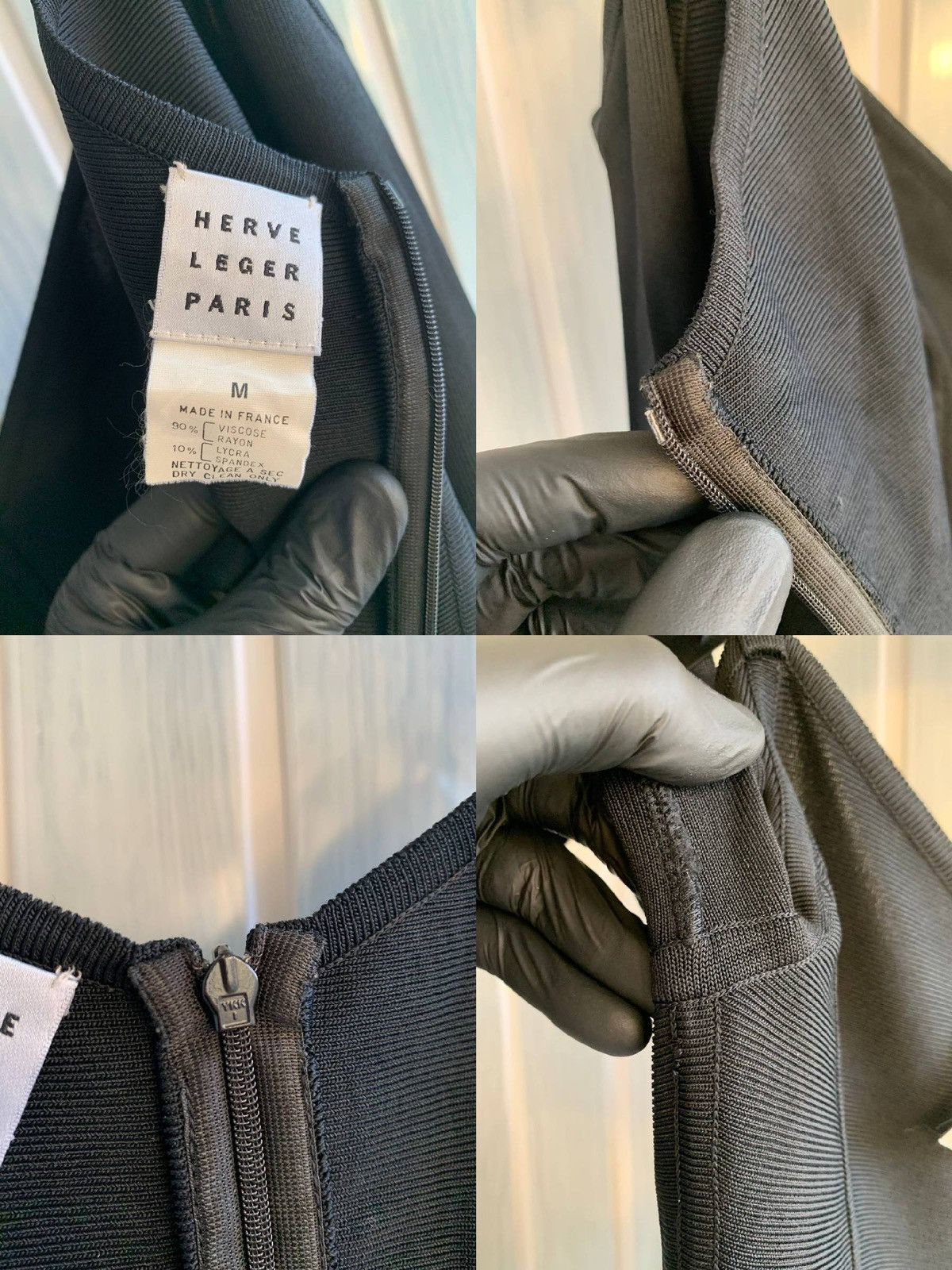 Herve Leger Vintage 1990s Herve Leger Black Viscose Rayon Bodycon Dress Size M / US 6-8 / IT 42-44 - 24 Thumbnail