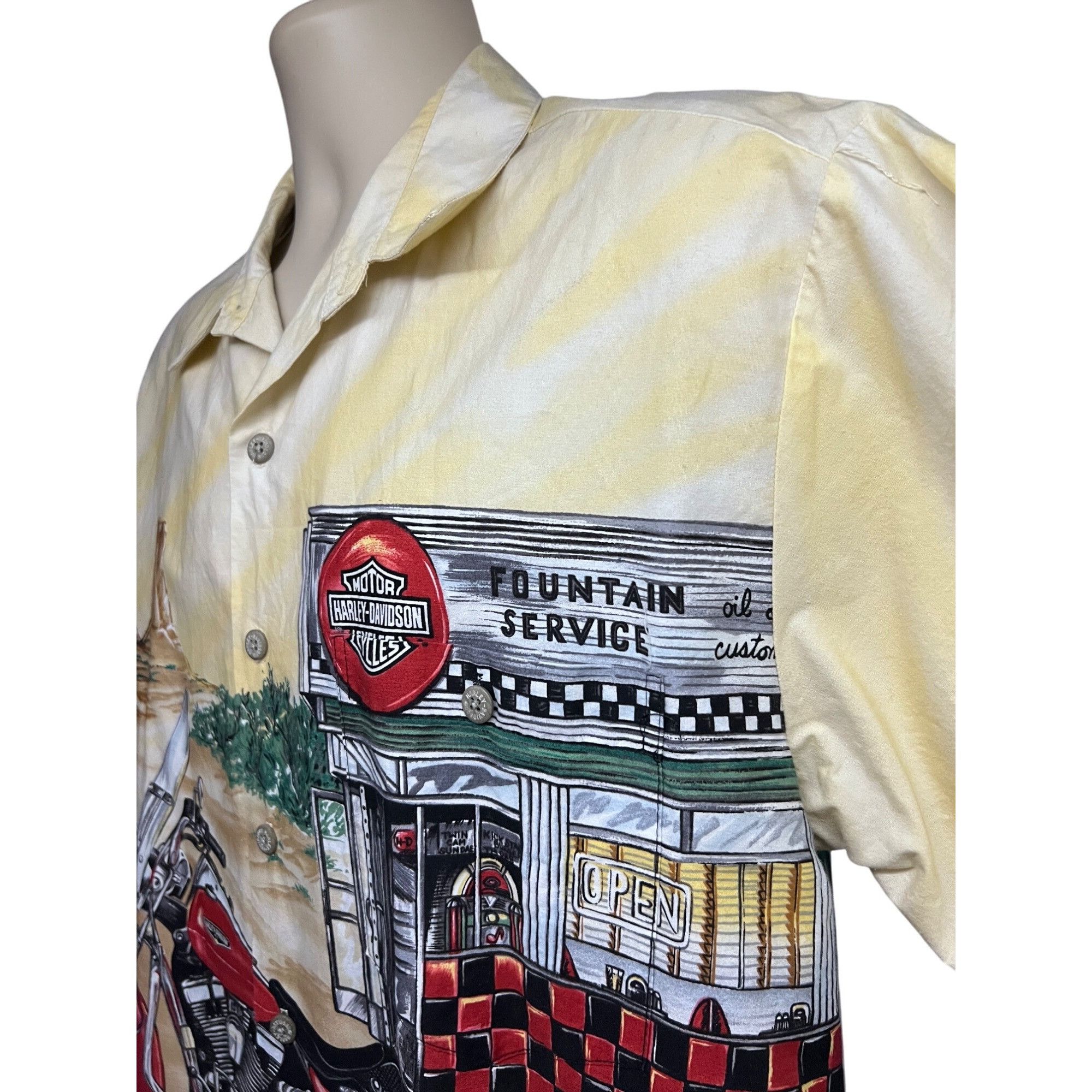 Harley Davidson Harley Davidson Mens Vintage Yellow Motorcycle Big Print But Size US L / EU 52-54 / 3 - 6 Thumbnail