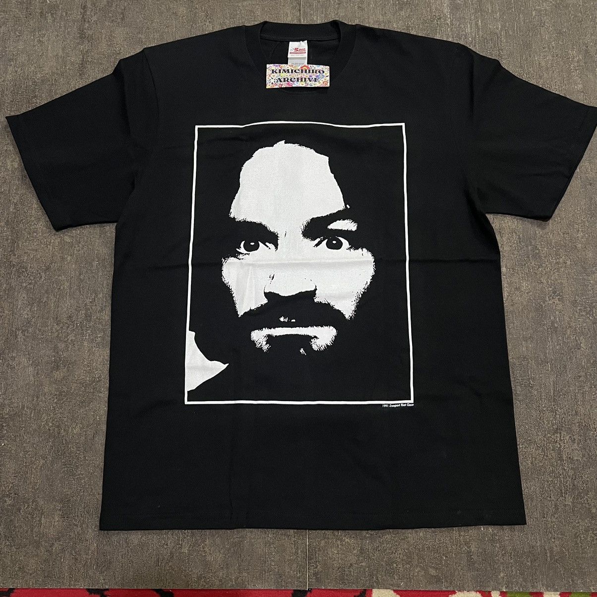 image of Charles Manson - Charlie Dont Surf X Tee X Bbootlleegg in Black, Men's (Size XL)