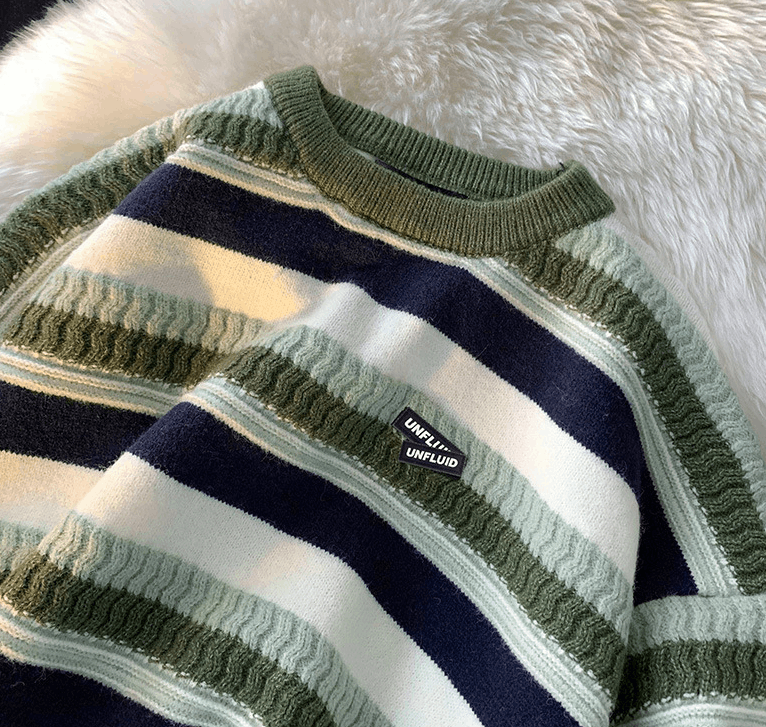 Japanese Brand × Vintage Men's trendy American hiphop striped knitted sweater Size US M / EU 48-50 / 2 - 3 Thumbnail