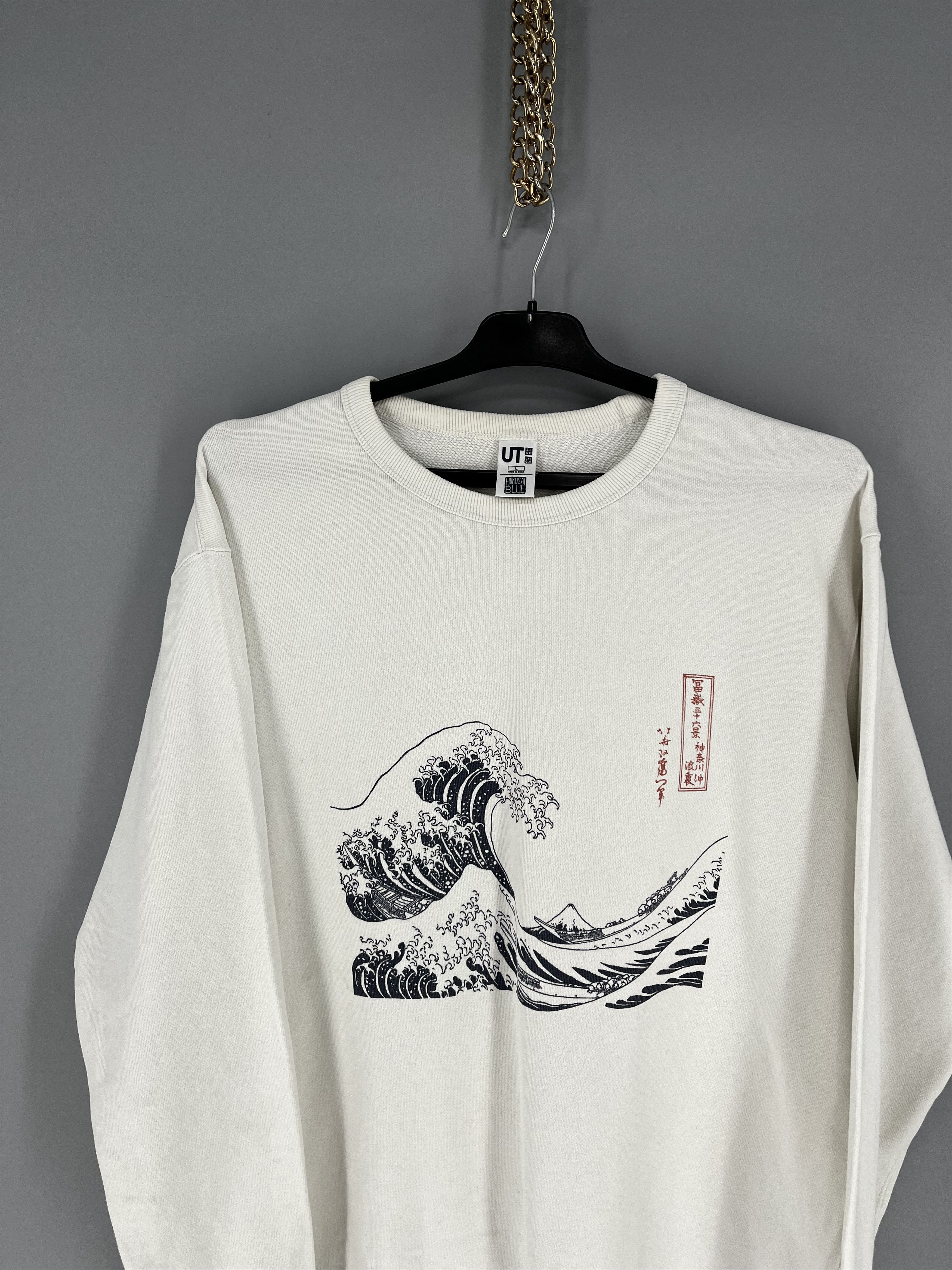 Uniqlo Uniqlo Hokusai Blue Kanagawa Wave Graphic Crewneck Sweat Size US L / EU 52-54 / 3 - 6 Thumbnail