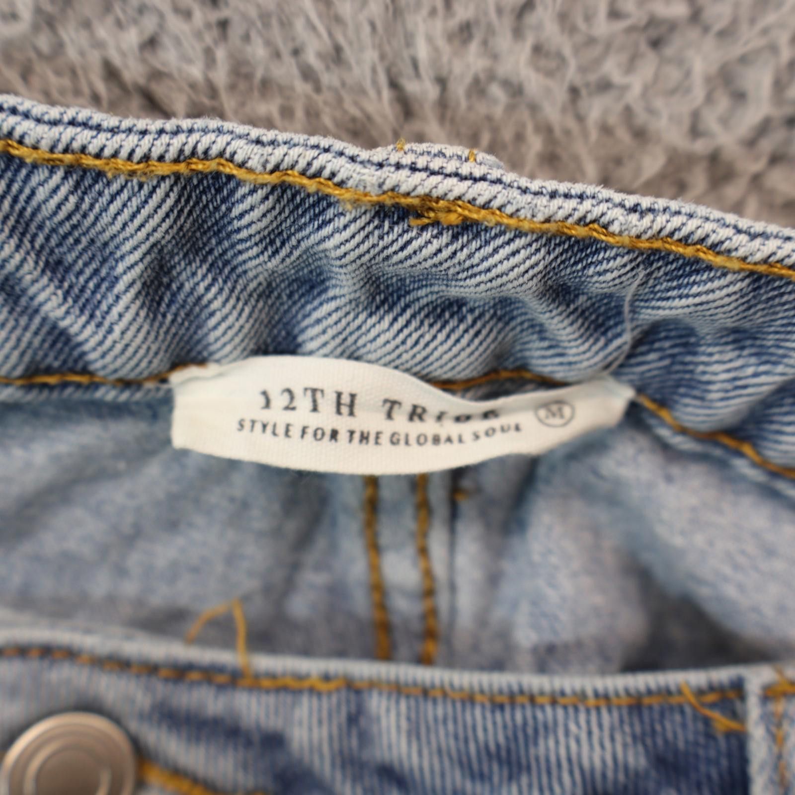 Other 12th Tribe Women Medium Blue Jeans Wide leg Tie Cuff Unique Size 32" / US 10 / IT 46 - 10 Thumbnail