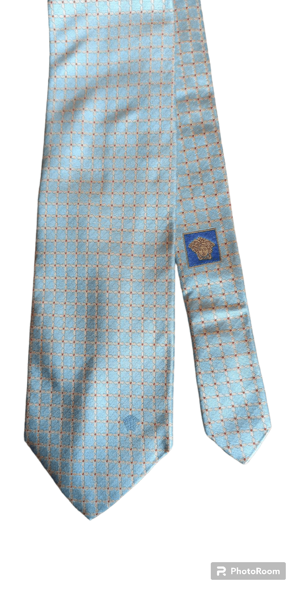 Vintage Beautiful pattern Versace Baby Blue Tie with Medusa head Size ONE SIZE - 1 Preview