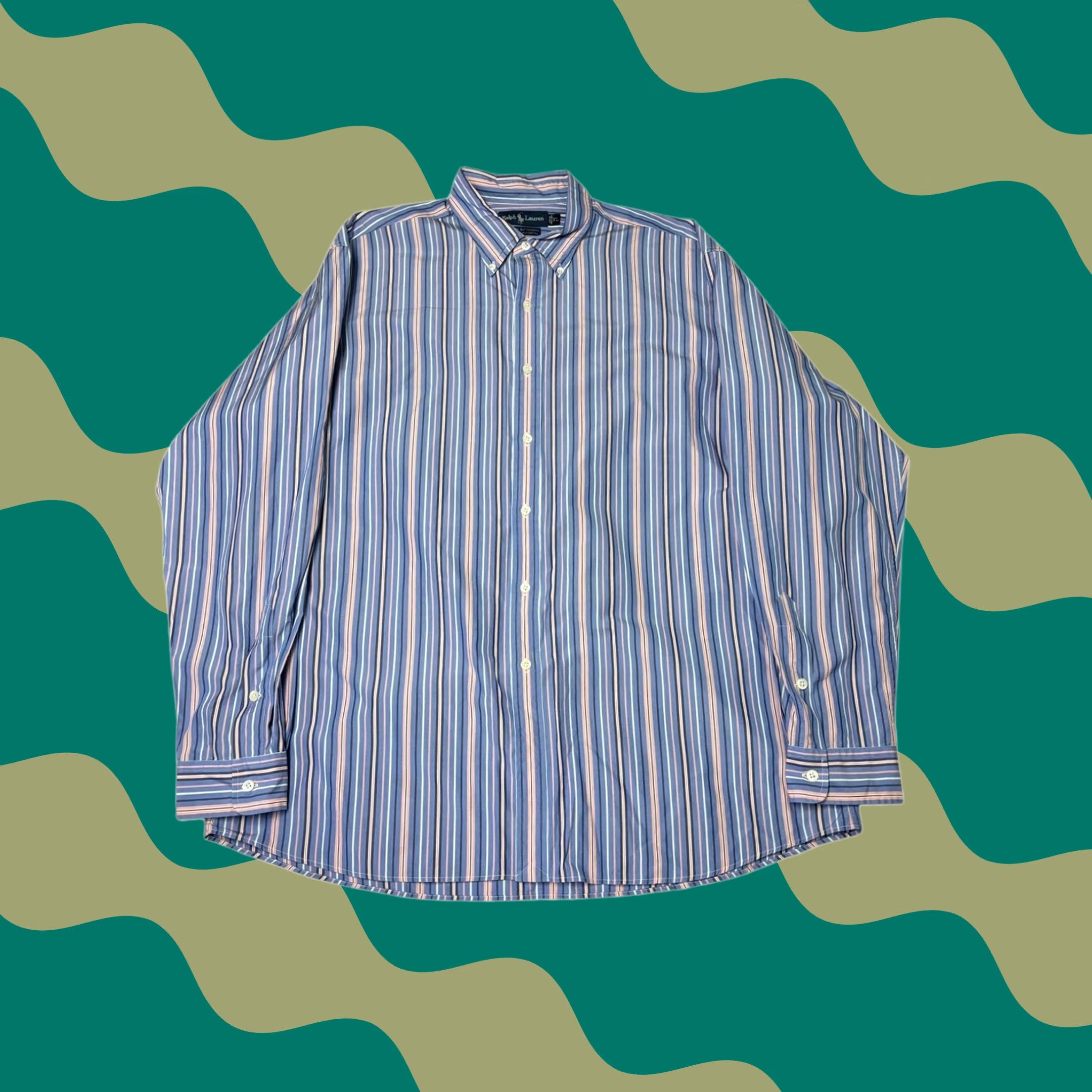 Ralph Lauren Vintage Ralph Lauren Shirt XL Blue Pink Stripe Cotton Men's Buttondown Size US XL / EU 56 / 4 - 1 Thumbnail