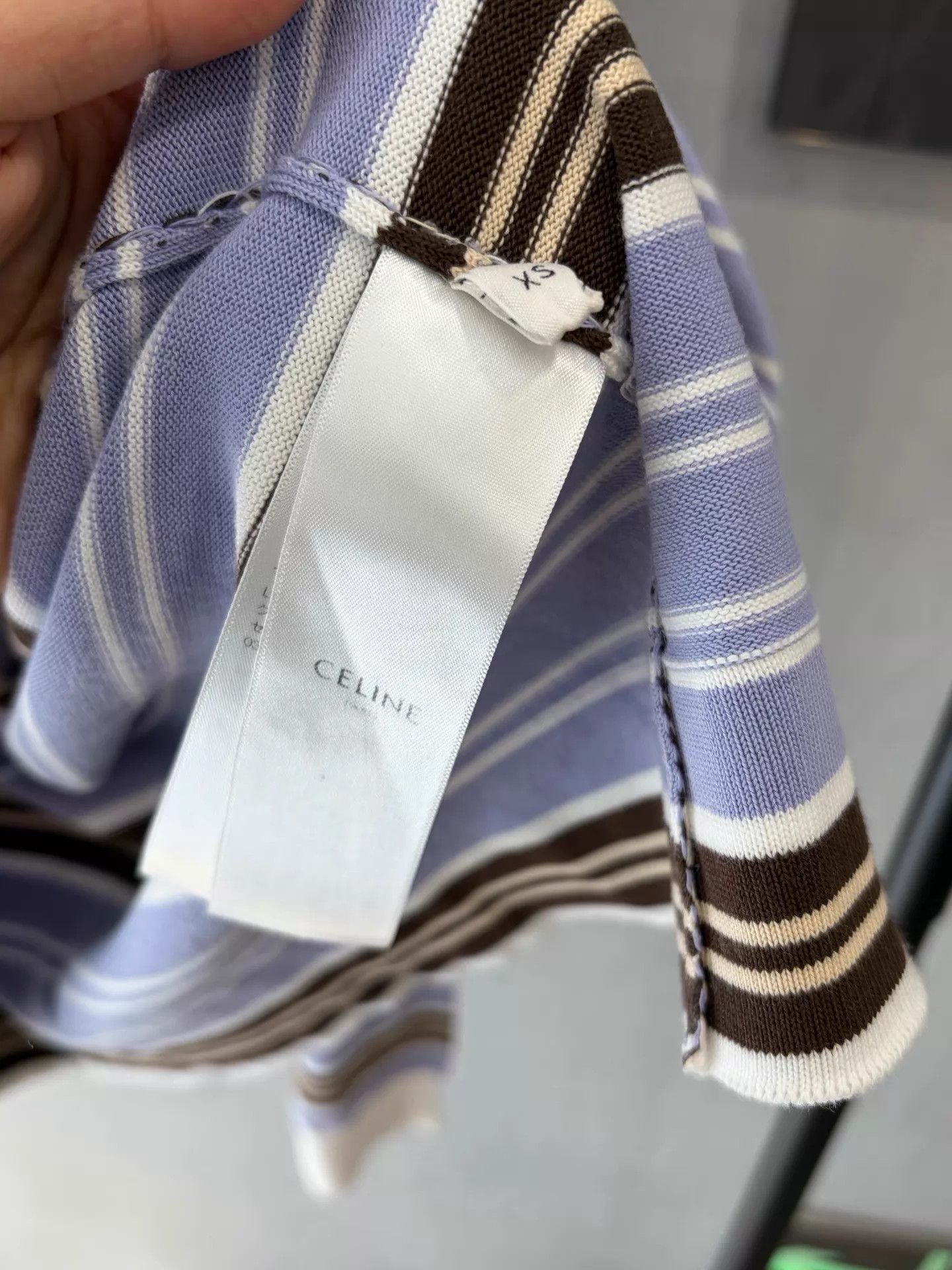 Celine Celine 25SS Lavender Stripe Polo Neck Long Sleeve Women's XS Size XS / US 0-2 / IT 36-38 - 5 Thumbnail