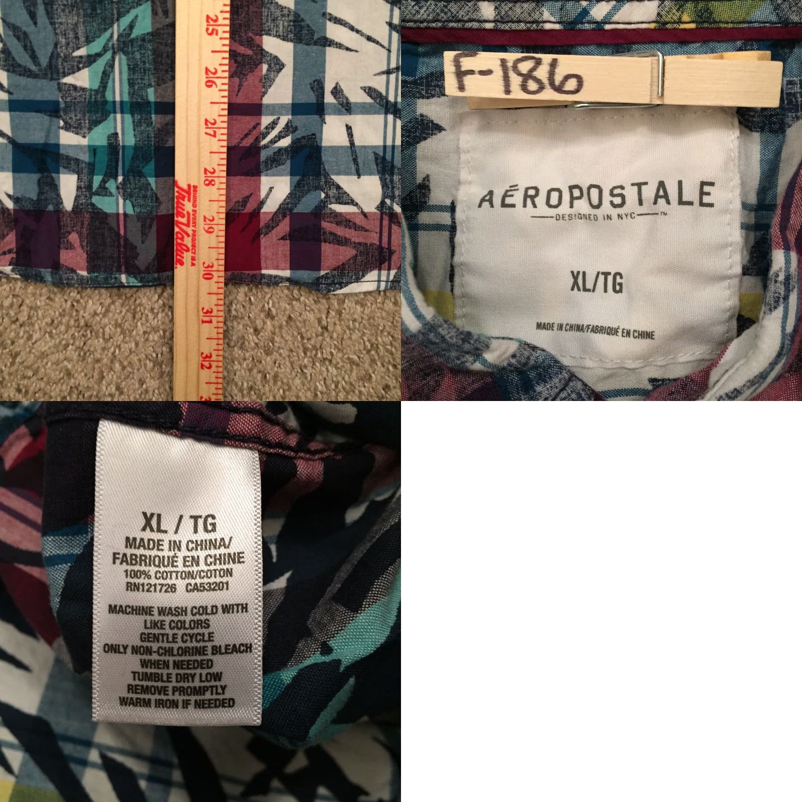 Aeropostale Aeropostale Button-Up Shirt Mens XL Multicolor Floral Short Sleeve Size US XL / EU 56 / 4 - 8 Thumbnail