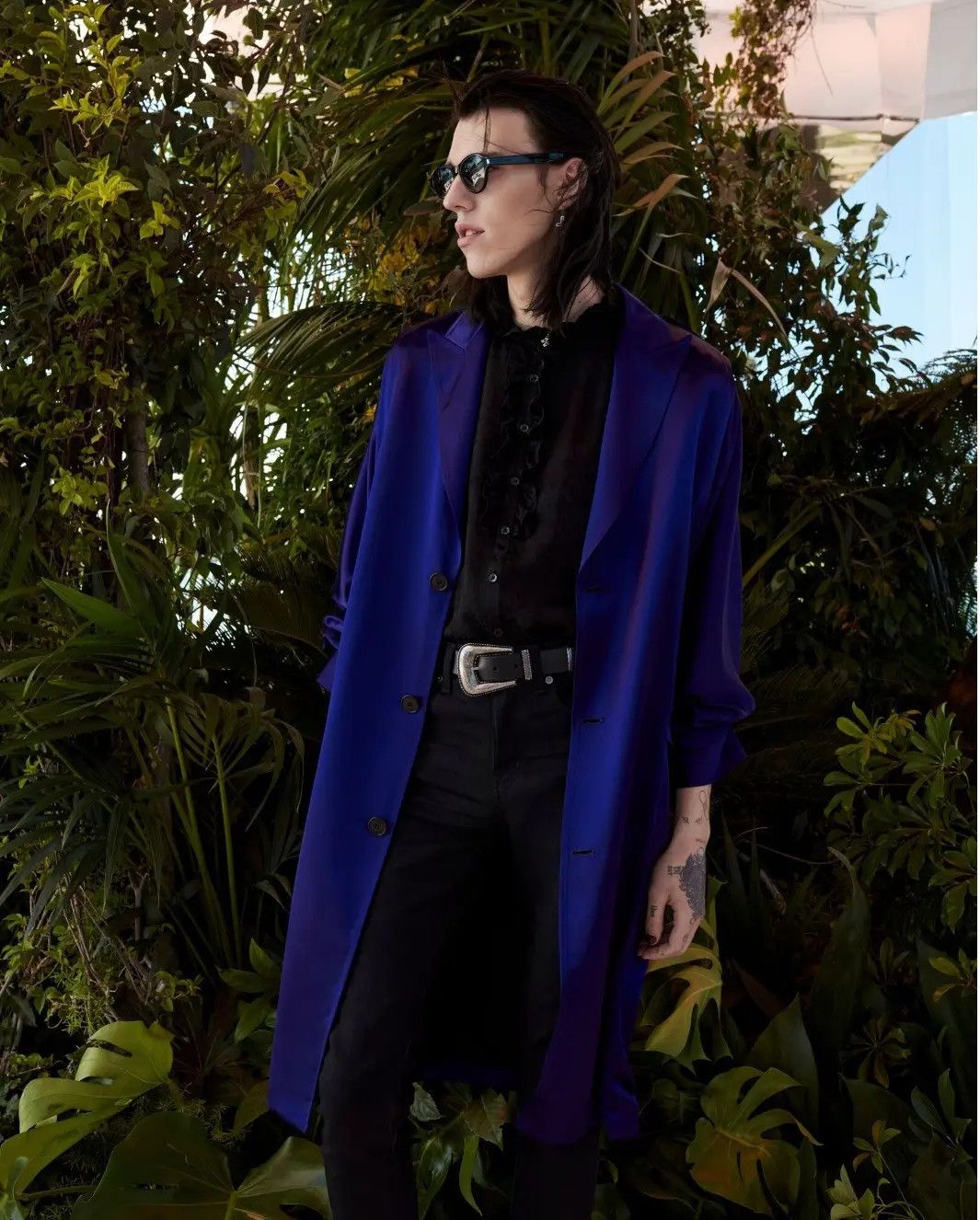 Saint Laurent Paris o1s1wg110724 Single-Breasted Coat in Satin in Blue Size US L / EU 52-54 / 3 - 3 Thumbnail