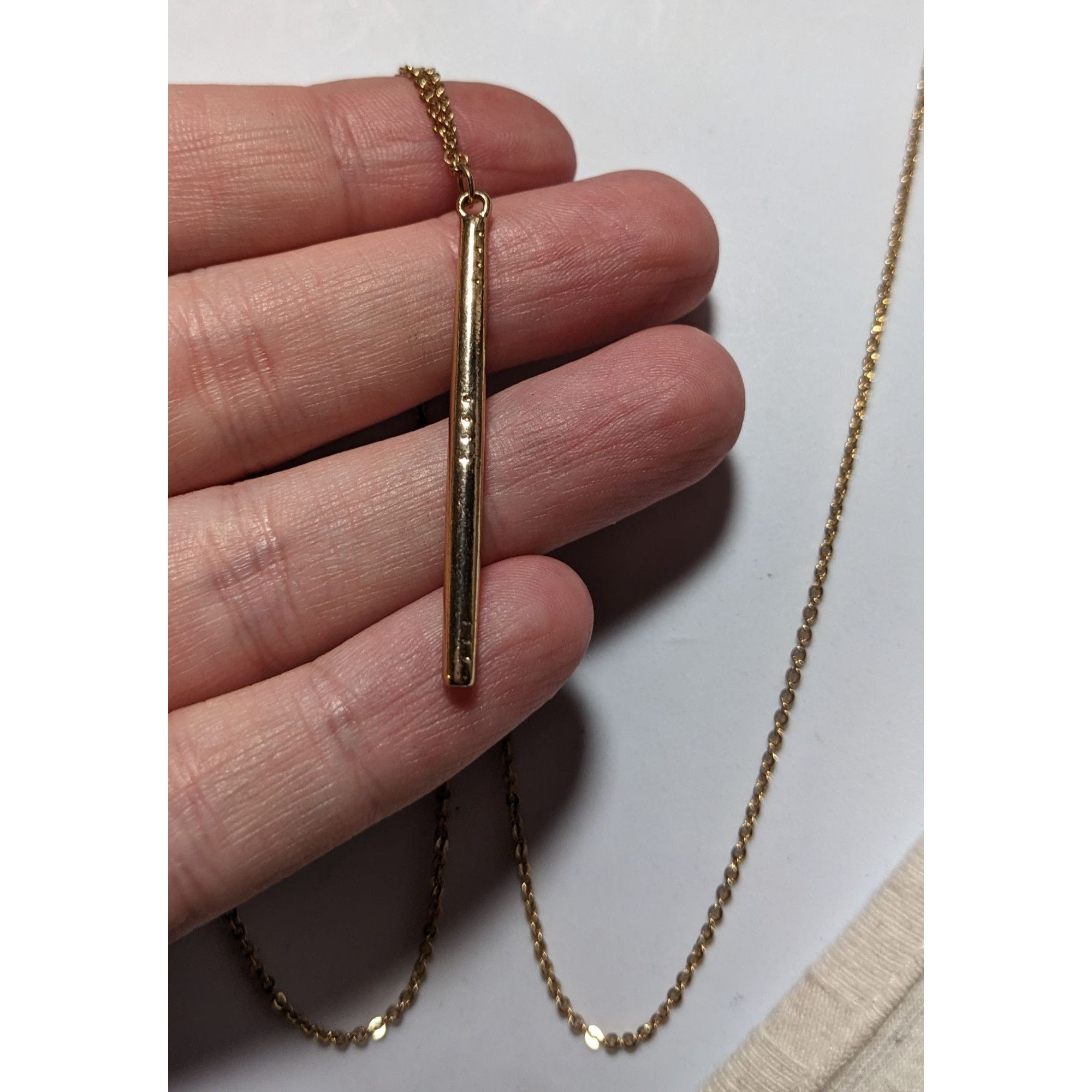 Other Minimalist Golden Etched Pillar Necklace Size ONE SIZE - 7 Thumbnail
