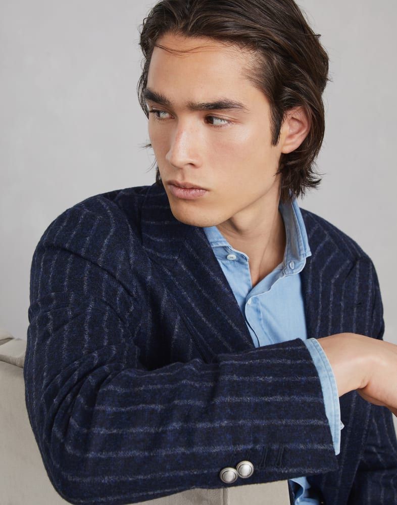 Brunello Cucinelli o1w1db10825 Suit-Type Jacket in Blue Size US L / EU 52-54 / 3 - 2 Thumbnail