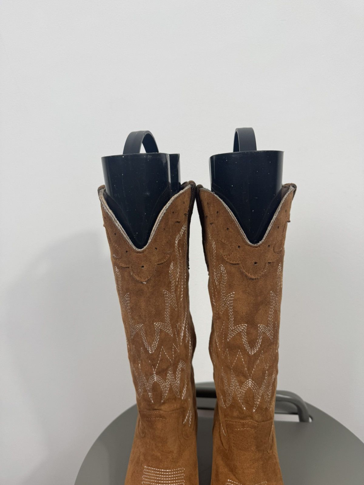 Other Women Western Cowboy Boots Brown Suede Mid Calf Heel EU 37 Size US 6 / IT 36 - 6 Thumbnail