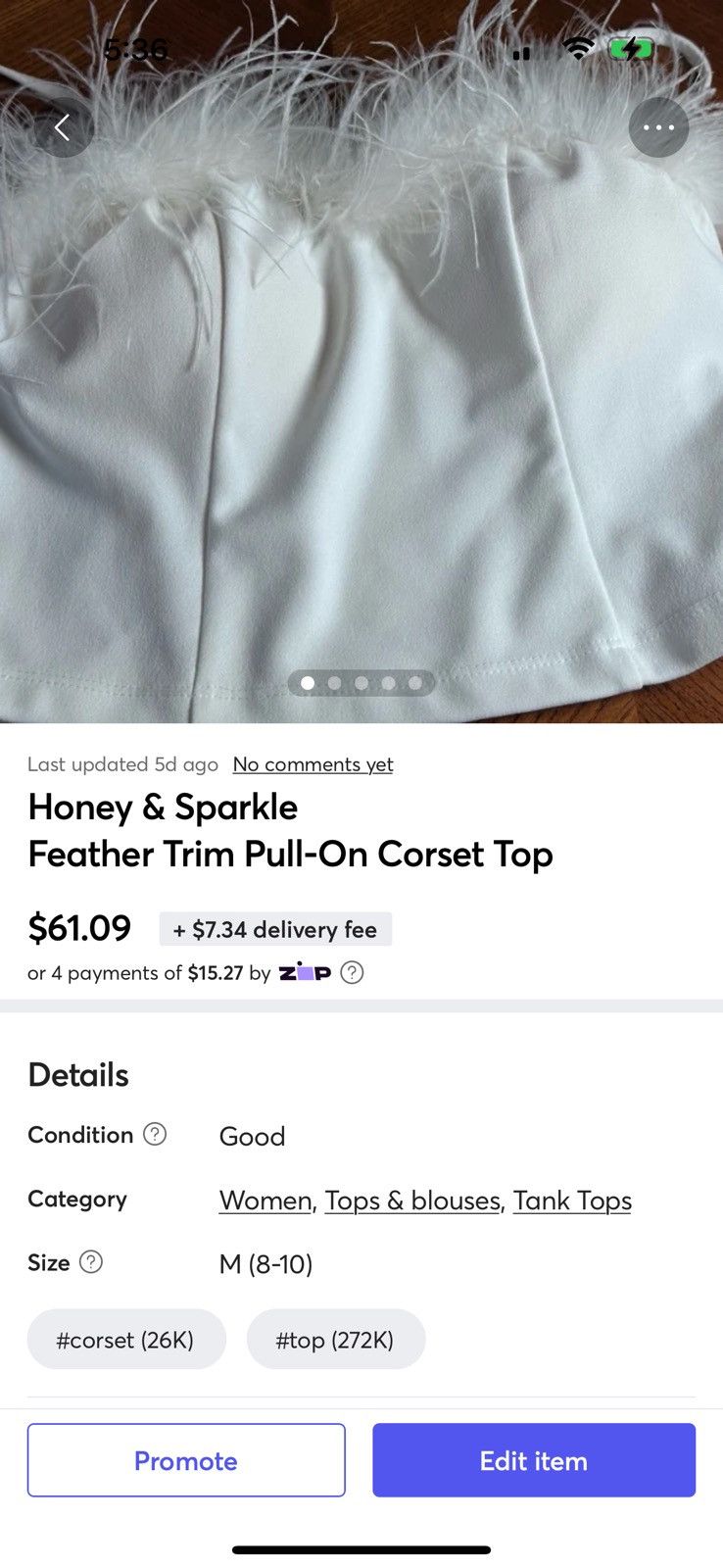 Other Honey & Sparkle Feather Trim Pull-On Corset Top Size M / US 6-8 / IT 42-44 - 6 Thumbnail