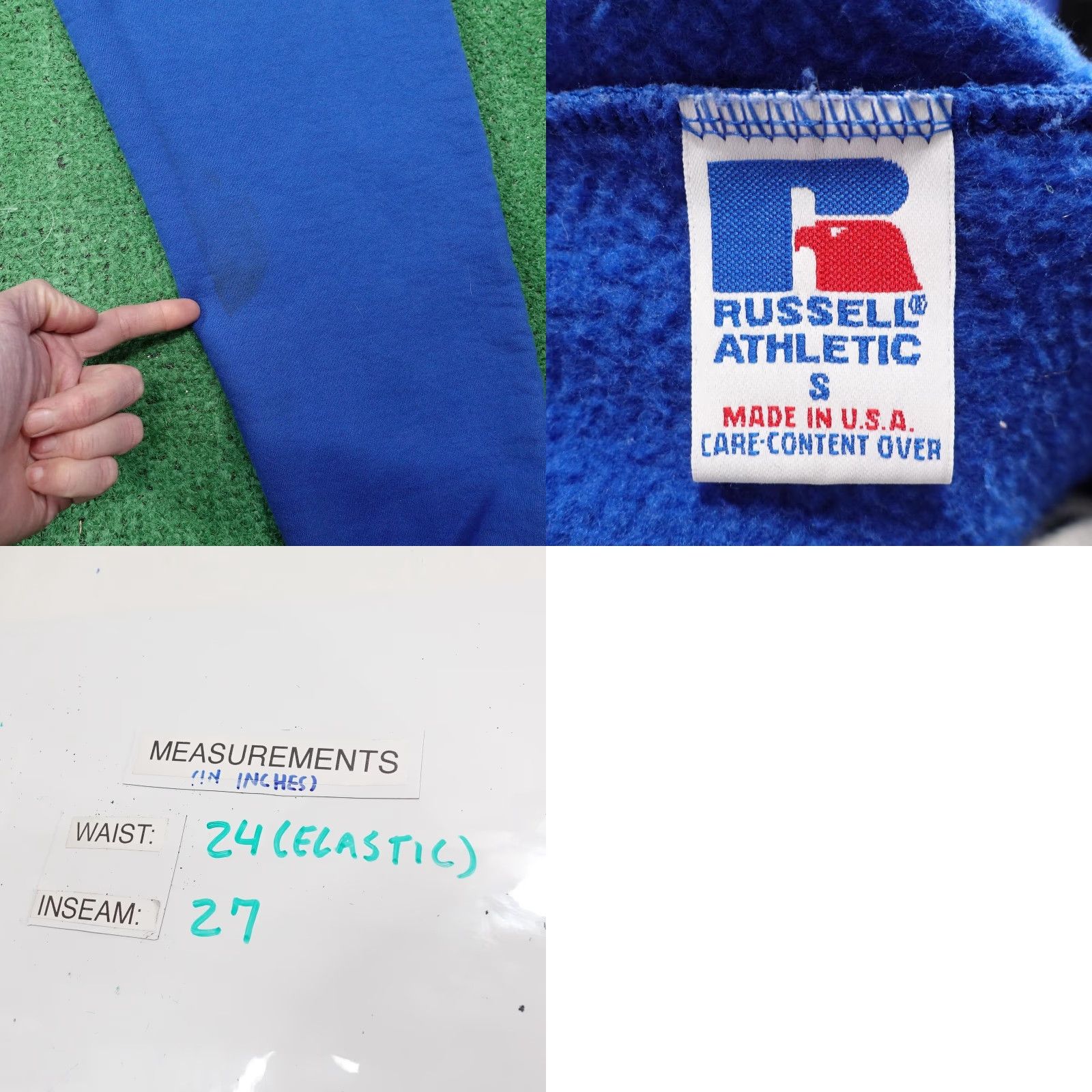 Russell Athletic VINTAGE Russell Athletic Sweatpants Pants Unisex Adults S Blue Fleece Elastic WAIST INSEAM 27 Fall Winter 90s Mens Womens Boys Girls Size US 29 - 8 Thumbnail