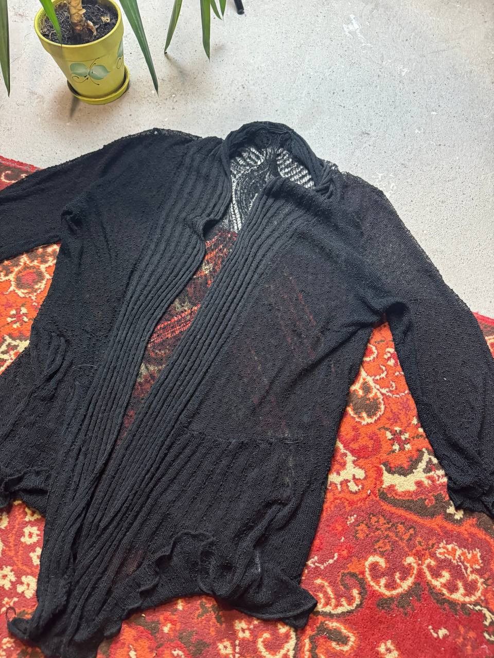 Japanese Brand × Vintage Vintage black longline Roman streetwear cardigan Size 3XL / US 20-22 - 2 Thumbnail