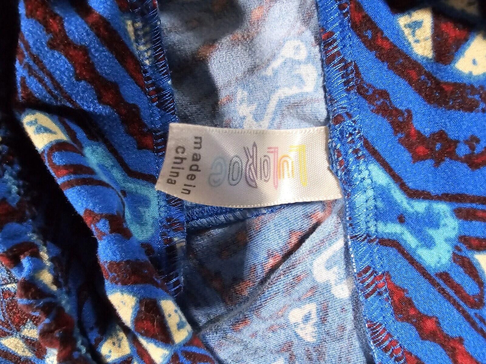 Designer Blue Lularoe Leggings SEE MEASUREMENTS Size 30" / US 8 / IT 44 - 2 Thumbnail