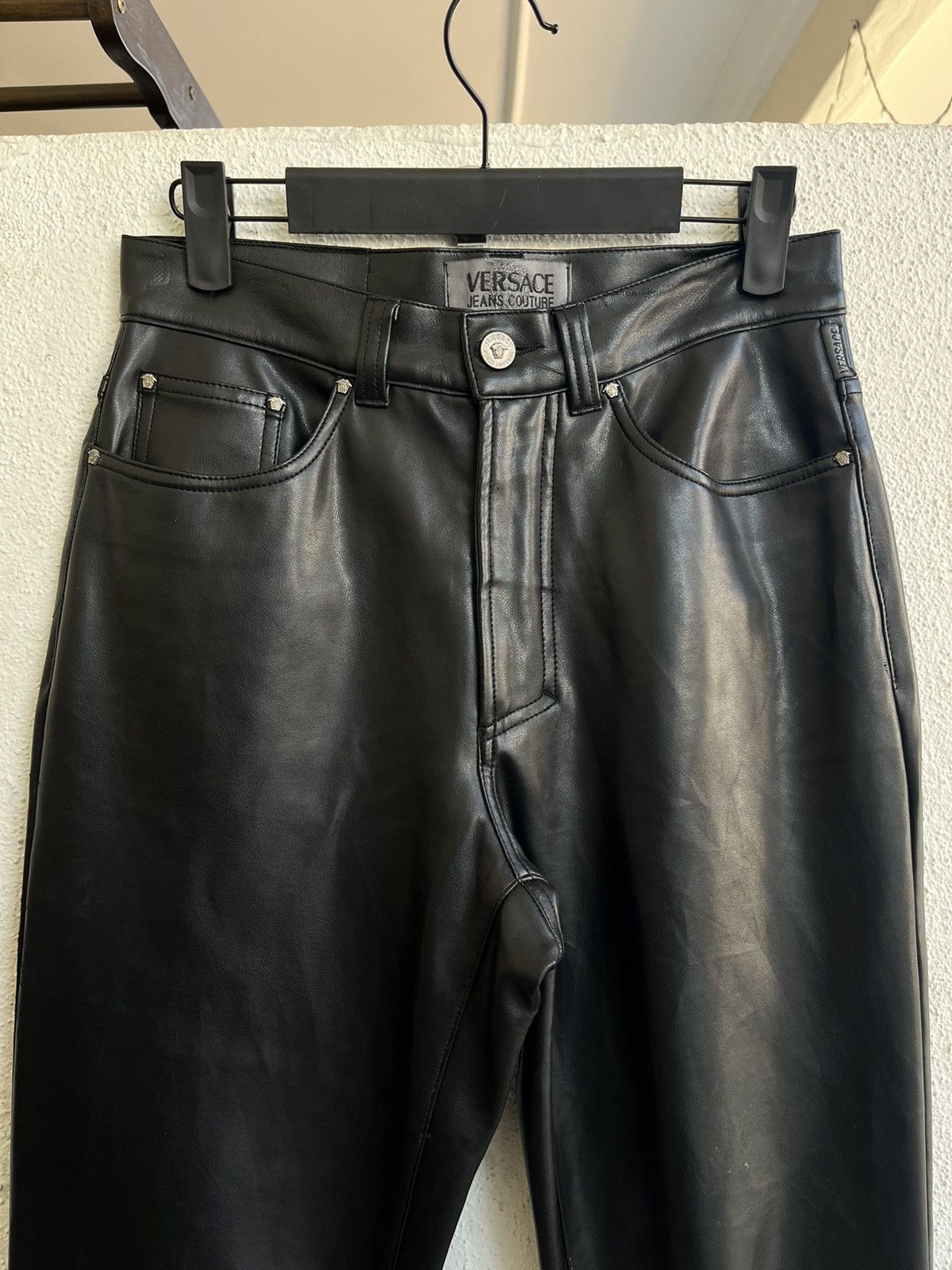 Versace Jeans Couture Versace Jeans Couture Black Leather Pants Size US 28 / EU 44 - 8 Thumbnail