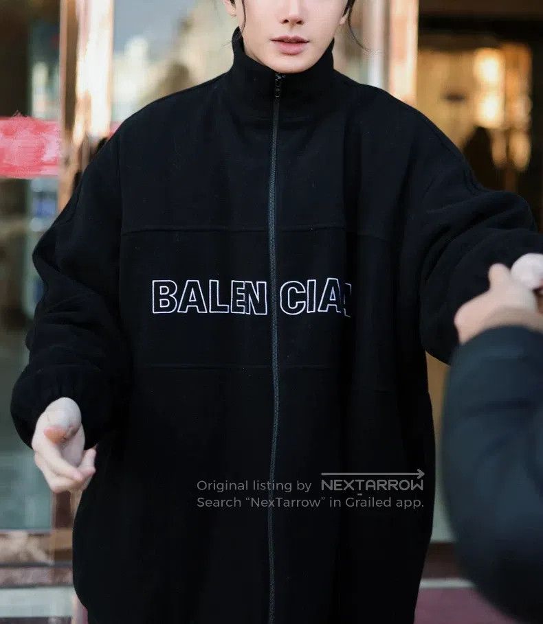 Balenciaga Balenciaga Black Big Logo Wool Cotton Jacket Size US S / EU 44-46 / 1 - 4 Thumbnail