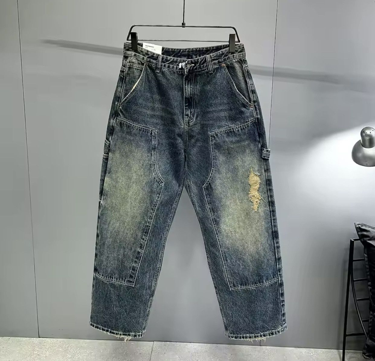 Denime × Jean American Vintage Ripped Loose Fit Straight Leg Jeans Size US 30 / EU 46 - 6 Thumbnail