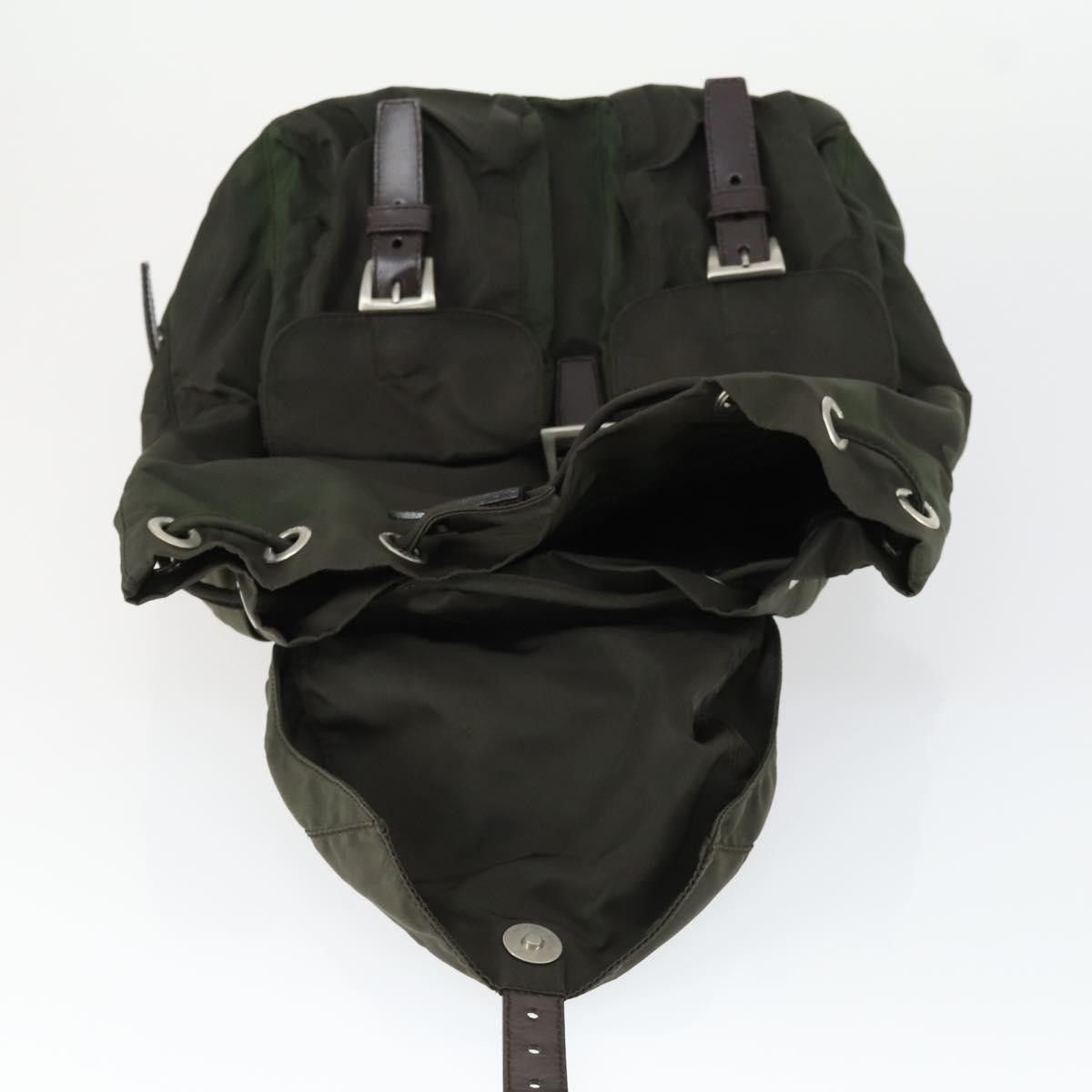 Prada PRADA Backpack Nylon Khaki Silver Auth 168379 - Jerrillo Size ONE SIZE - 19 Thumbnail
