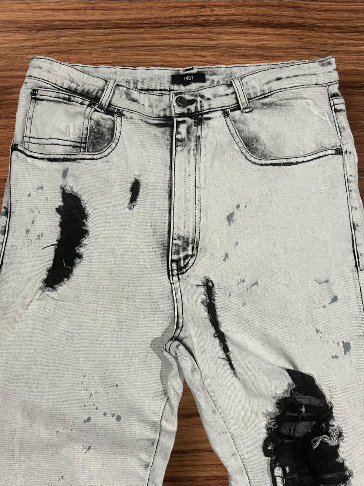 Other Japanese Brand New Flow Distressed Painted Flare Jeans Size US 30 / EU 46 - 4 Thumbnail