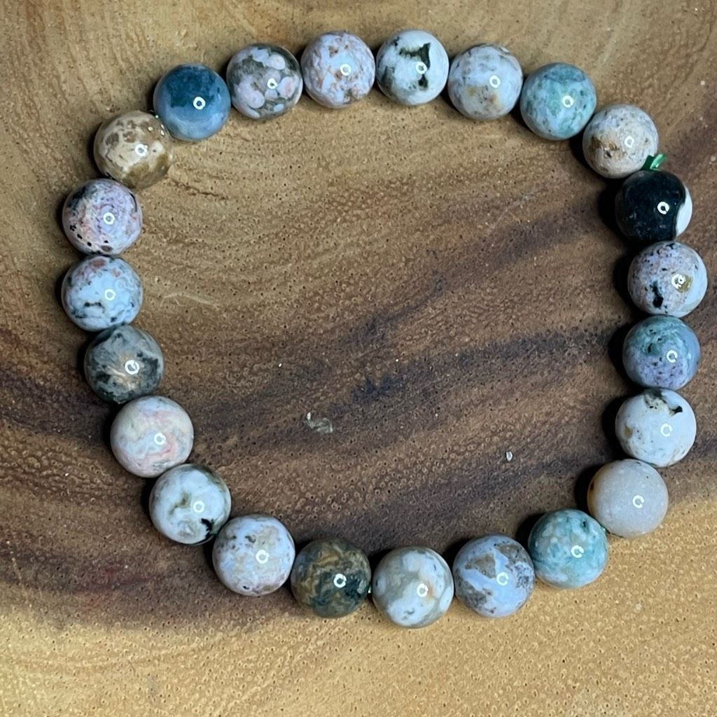 Other Ocean jasper beaded stretch bracelet ONE NEW reiki meditation crystal healing 8mm Size ONE SIZE - 9 Thumbnail