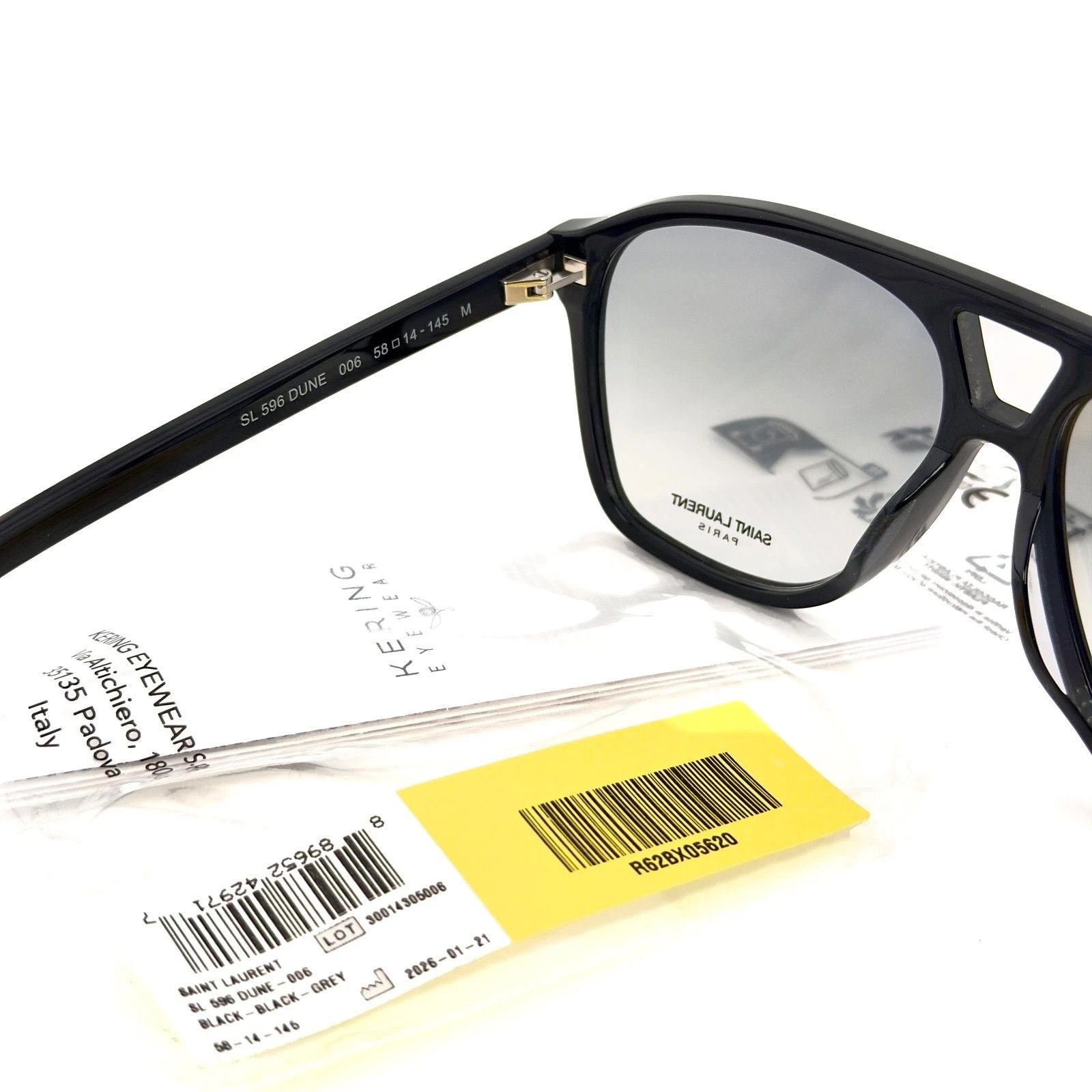 Saint Laurent Paris SAINT LAURENT DUNE SL 596 SL596 Black Aviator Sunglasses 006 Size ONE SIZE - 6 Thumbnail