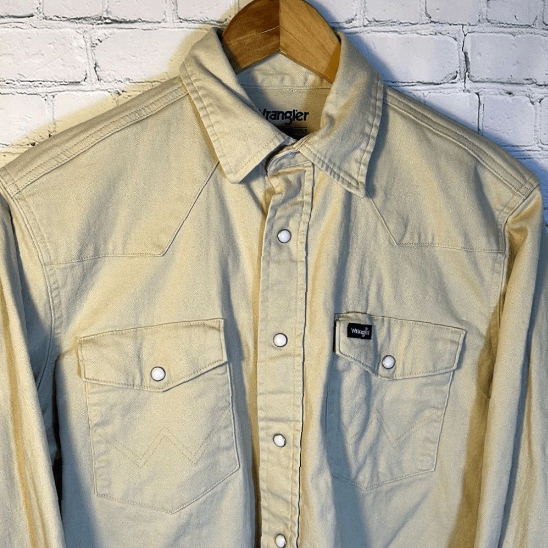 Wrangler Wrangler Shirt Men Medium M Cream Multicolor Pearl Snap Soft Premium Performance Advanced Comfort Long Sleeve Button-Up Size US M / EU 48-50 / 2 - 2 Thumbnail