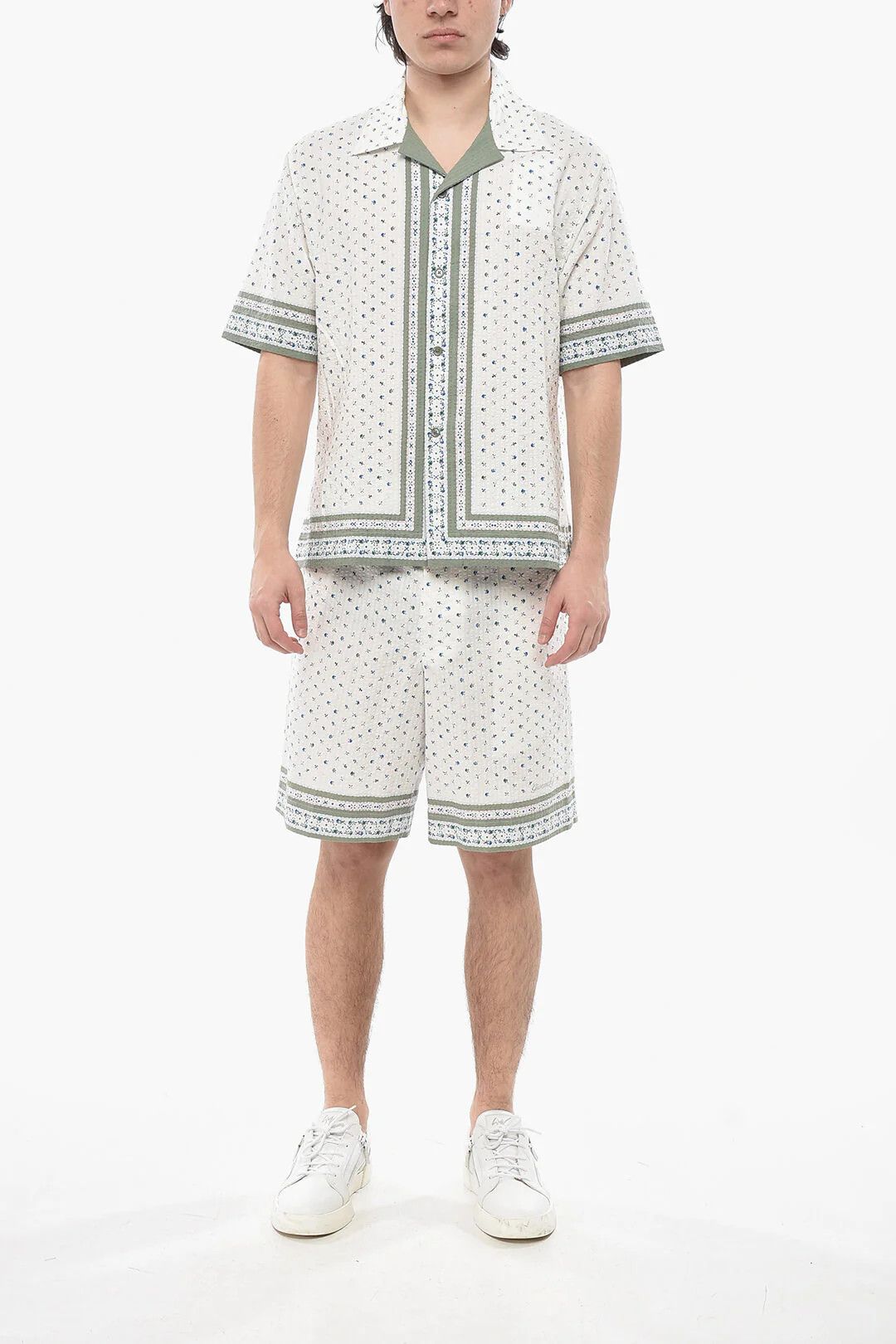 Givenchy og1mm0326 Textured Cotton Bowling Shirt in White Size US XS / EU 42 / 0 - 4 Thumbnail