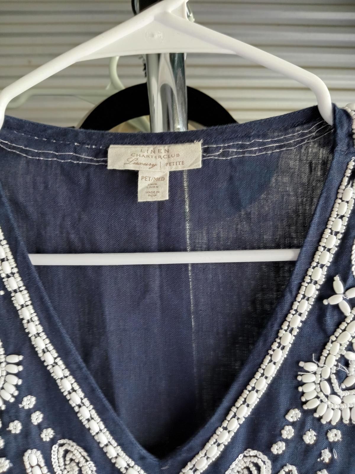 Designer Elegant Navy Embroidered Tunic Size M / US 6-8 / IT 42-44 - 3 Thumbnail