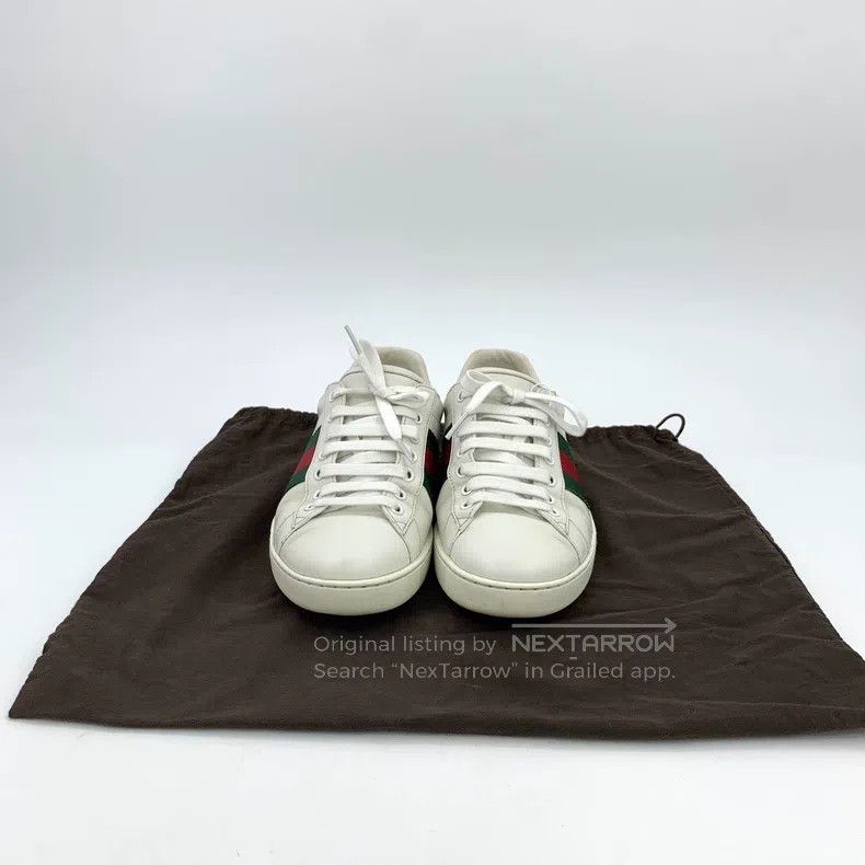 Gucci White striped webbing lacing casual flat board shoes