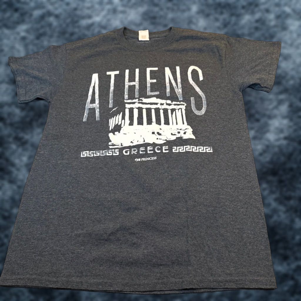 Gildan Gildan Shirt Graphic Tee Mens M Charcoal Heather Grey Parthenon Travel History Greece 90s? Size US M / EU 48-50 / 2 - 1 Thumbnail