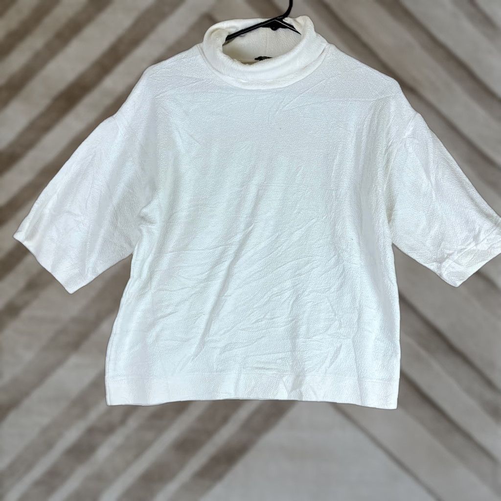 J.Crew VINTAGE J. CREW 365 Womens Shirt White Textured Crepe Drop-Sleeve Turtleneck XS Size XS / US 0-2 / IT 36-38 - 1 Thumbnail