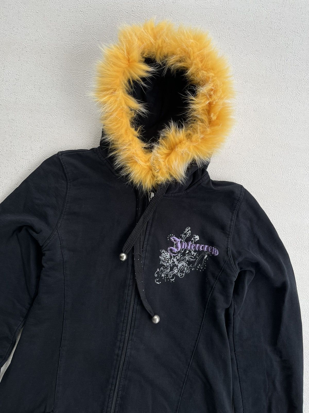 Hysteric Glamour Rare Black Hoodie Jacket Yellow Fur Trim Gothic Embroidery Size US M / EU 48-50 / 2 - 2 Thumbnail
