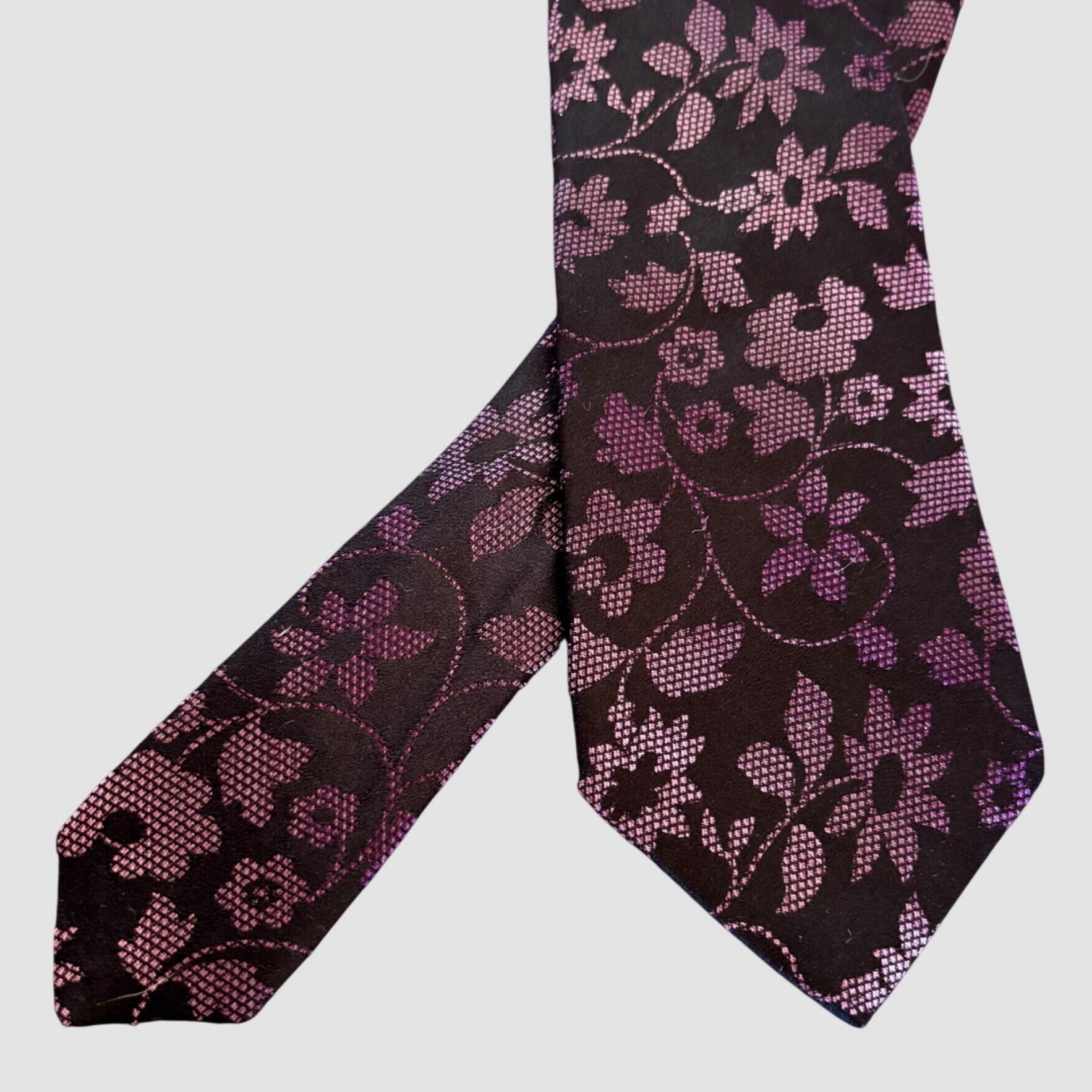 Other Vintage Broletto Tie Purple Floral Silk Made USA Jacquard Fl Size ONE SIZE - 1 Thumbnail