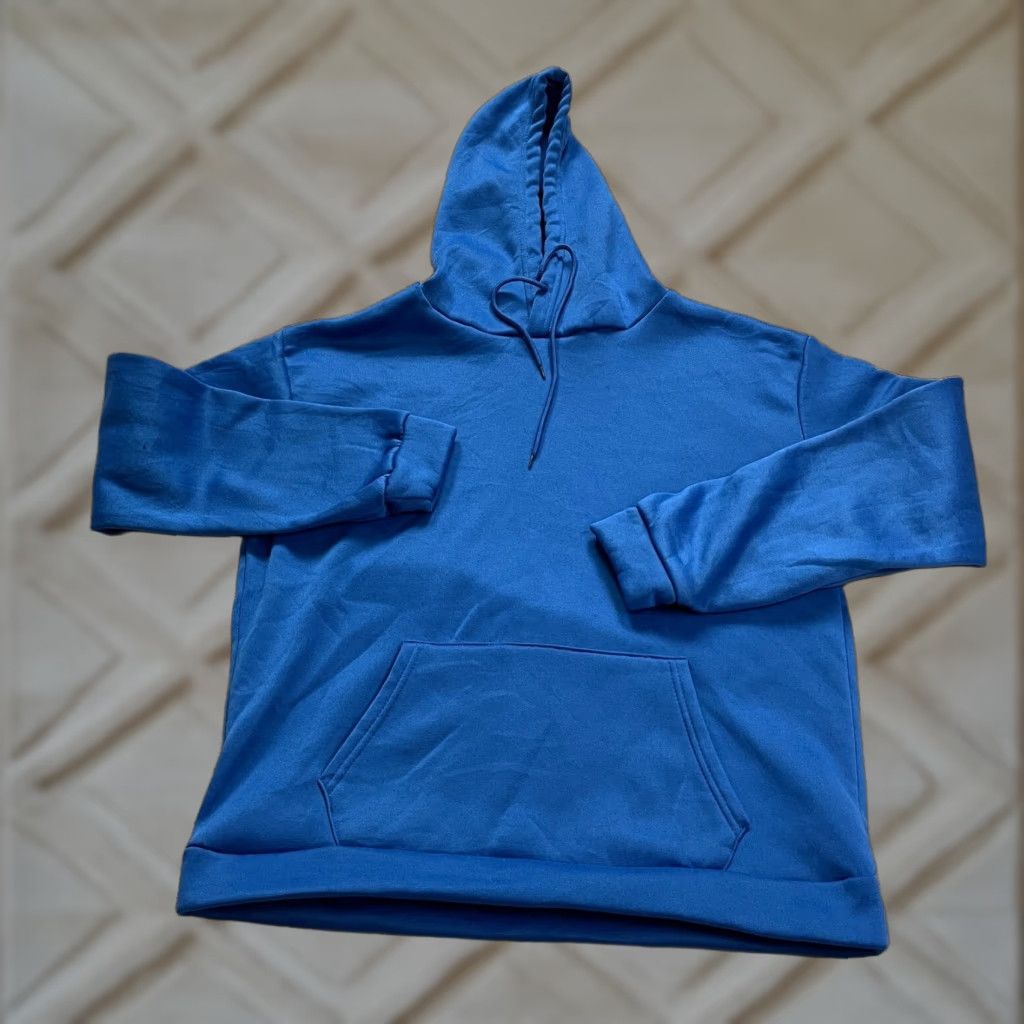 Vintage Unbranded Hoodie Sweatshirt Unisex 2XL Royal Blue Fleece Drawstring Pullover Size US XXL / EU 58 / 5 - 1 Thumbnail