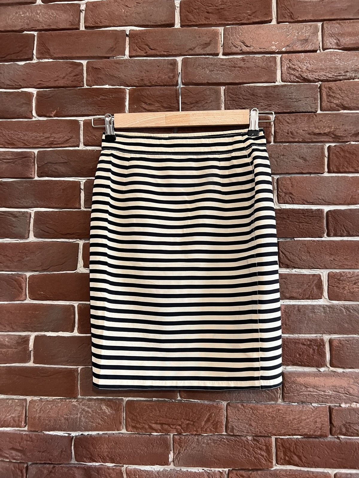 Versace GIANNI VERSACE – 80s Vintage Striped Midi Wool Pencil Skirt Size 28" / US 6 / IT 42 - 2 Thumbnail