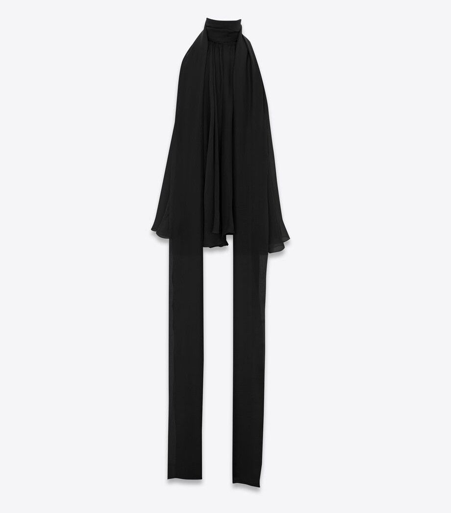 Saint Laurent Paris o1la1rc1a0825 780292 Lavallière-Neck Silk Muslin Tank Top Size US M / EU 48-50 / 2 - 5 Thumbnail
