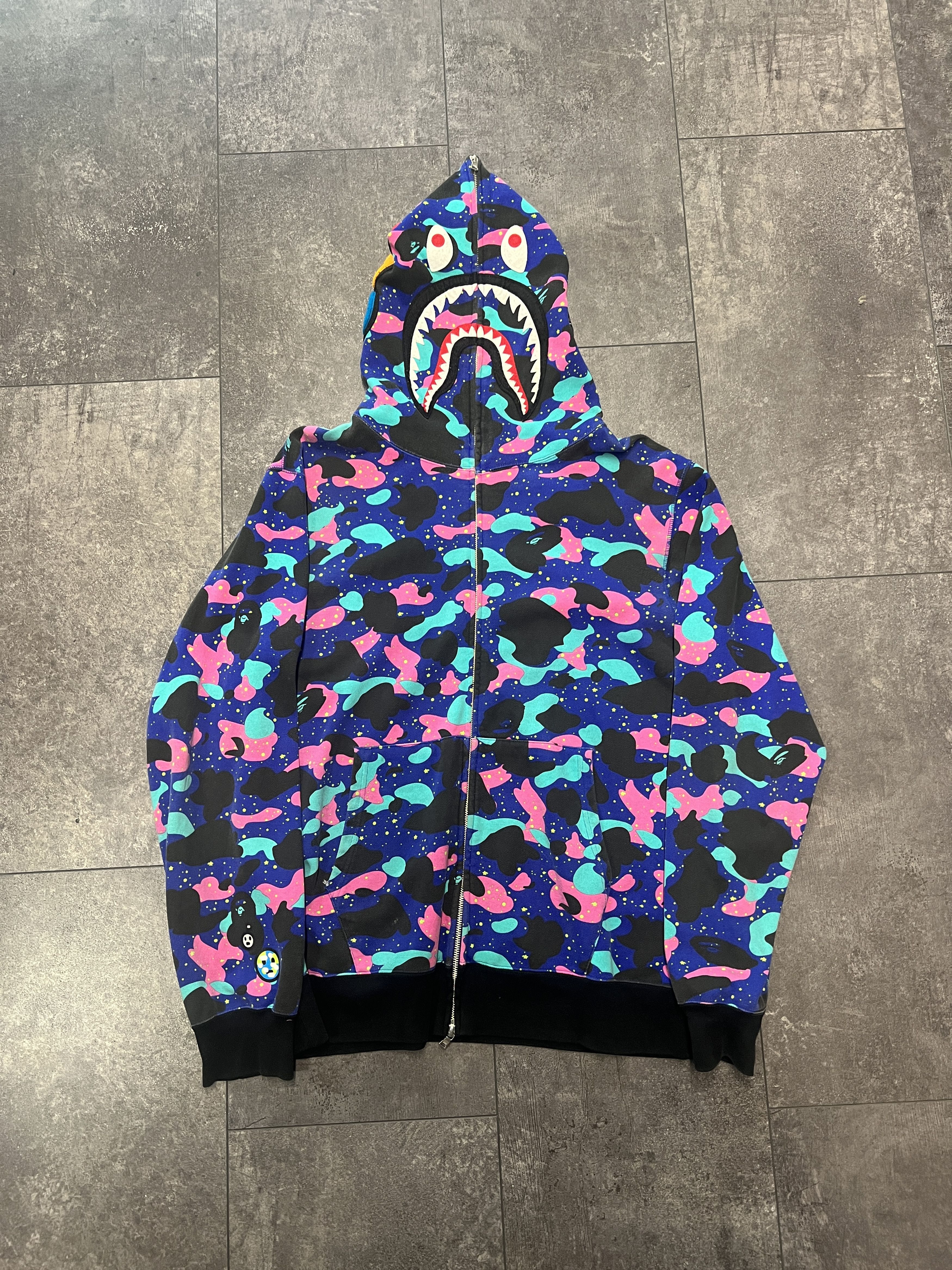 Bape x Kid Cudi Shark Full Zip Hoodie 'Navy' | Multi-Color | Men's Size S