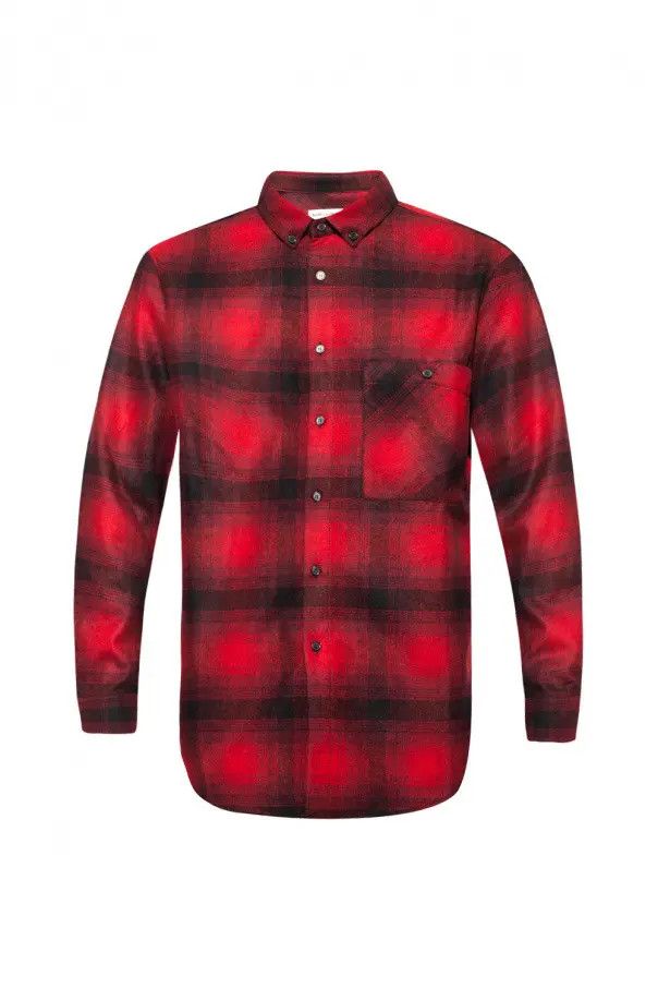 Saint Laurent Paris o1s1wg110824 Oversized Shirt in Checked Wool in Red/Black Size US M / EU 48-50 / 2 - 1 Thumbnail