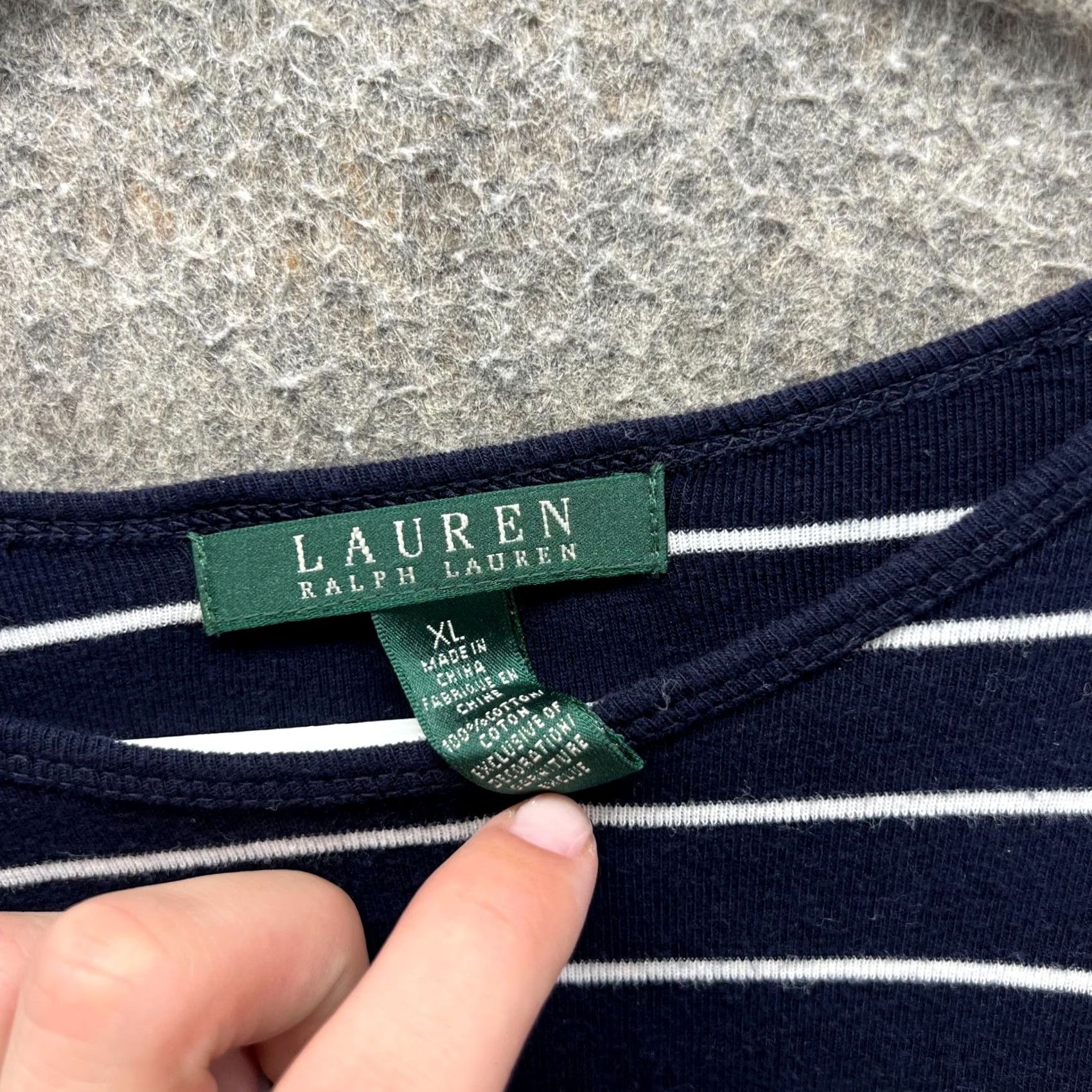 Ralph Lauren Lauren Ralph Lauren Shirt Womens XL Navy Blue White Striped Long Sleeve Cotton Size XL / US 12-14 / IT 48-50 - 7 Thumbnail