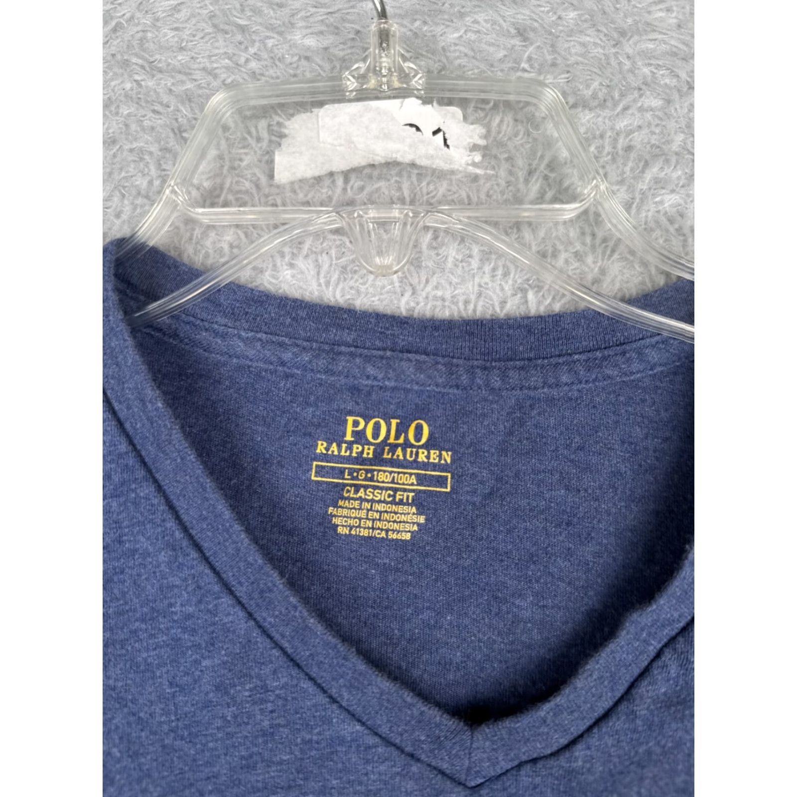 Ralph Lauren Polo Ralph Lauren Shirt Men L Blue Short Sleeve V-Neck Cotton Pony - Ralph Lauren - T-Shirt - Casual Sportswear Size US L / EU 52-54 / 3 - 7 Thumbnail