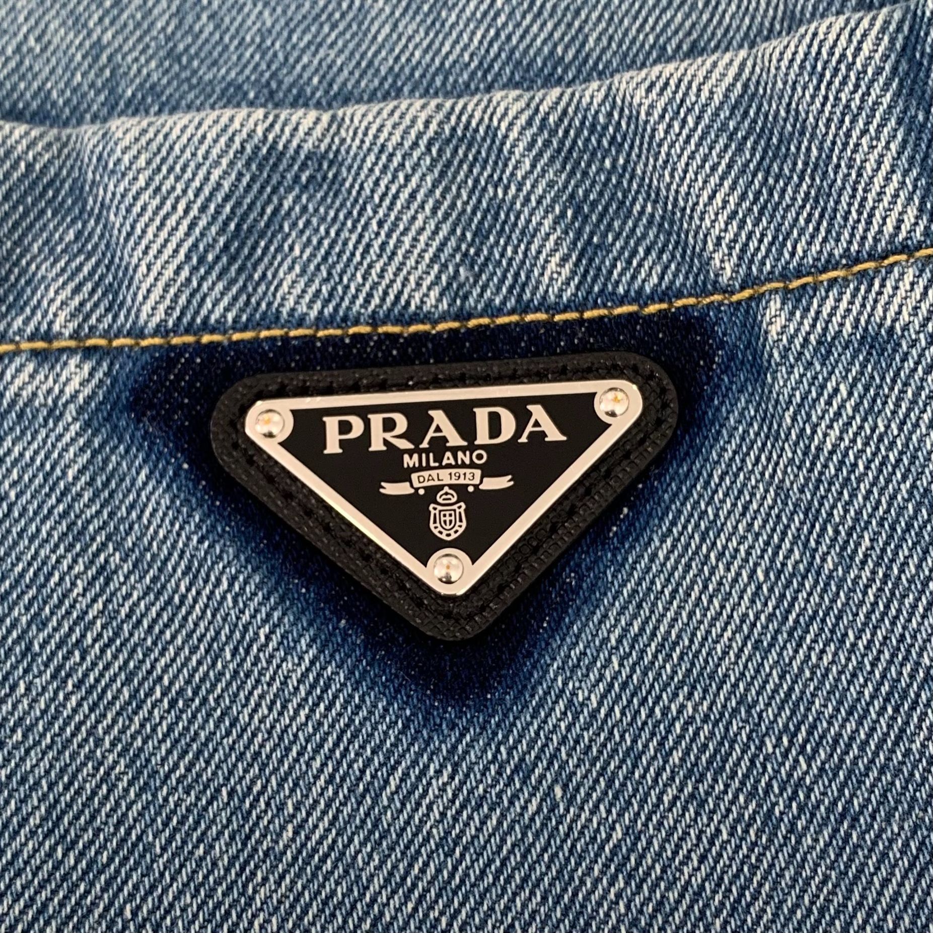 Prada Prada Womens Short-Sleeve Denim Button-Up Shirt With Chest P Size XS / US 0-2 / IT 36-38 - 5 Thumbnail