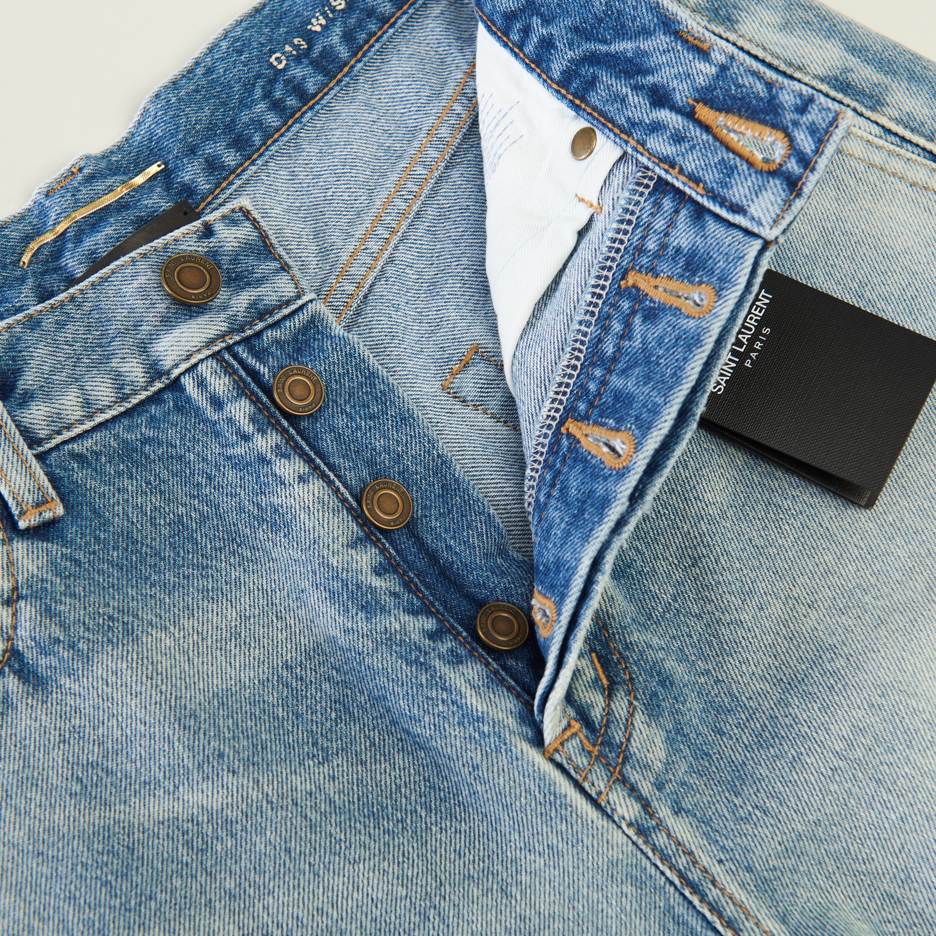 Saint Laurent Paris YSL High Waist - Slim Fit Jeans In Santa Monica Blue Denim Size 29" - 13 Thumbnail