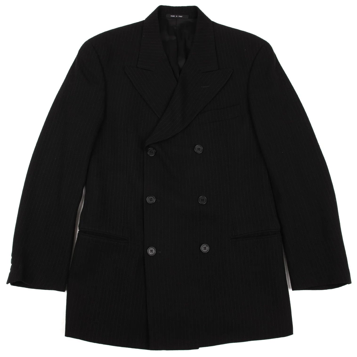 Emporio Armani Pinstripe Wool Double Jacket in Dark Navy Size 48 Size US M / EU 48-50 / 2 - 1 Thumbnail