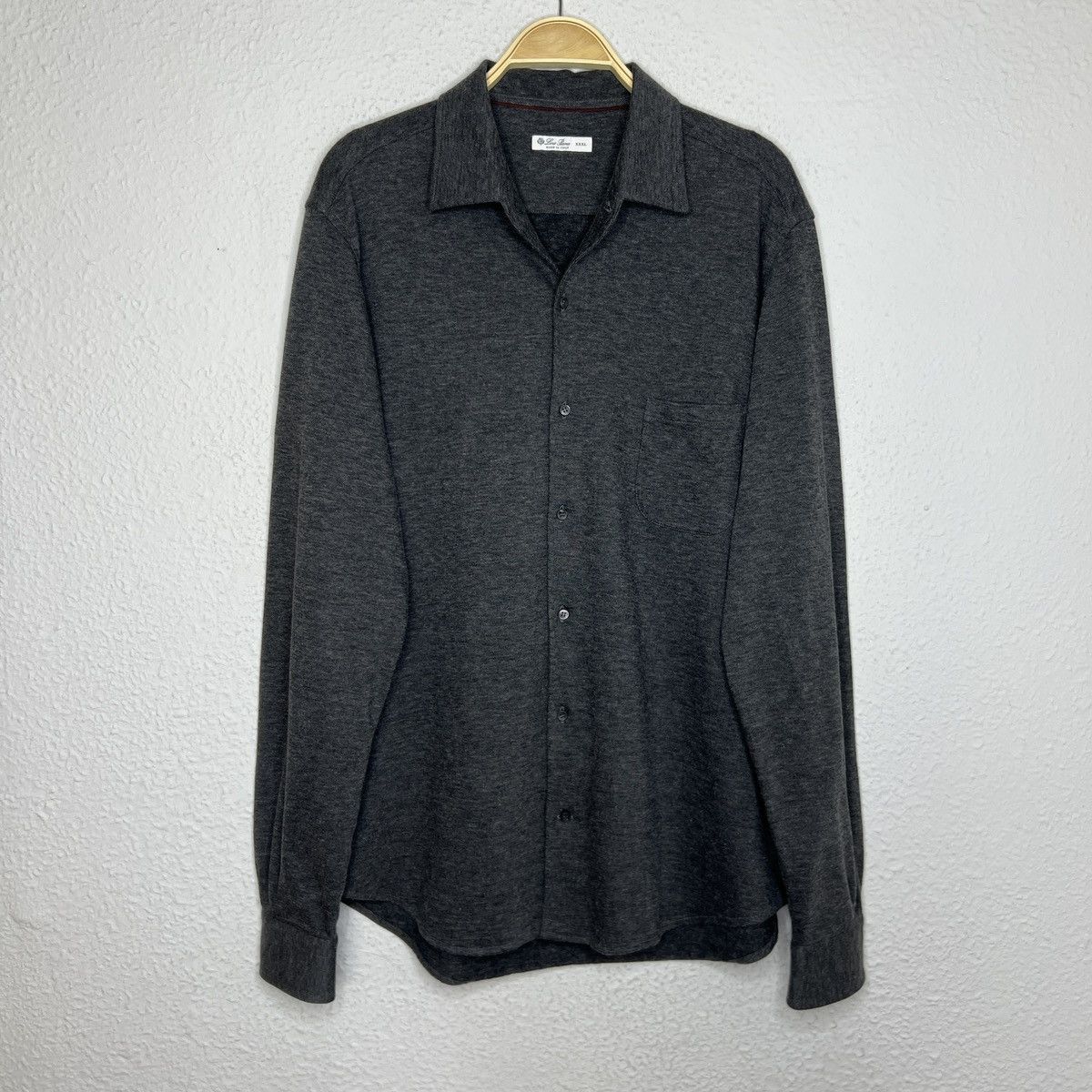image of Avant Garde Loro Piana Shirt Button Up Navy Classic Luxury Cashmere in Grey, Men's (Size XL)