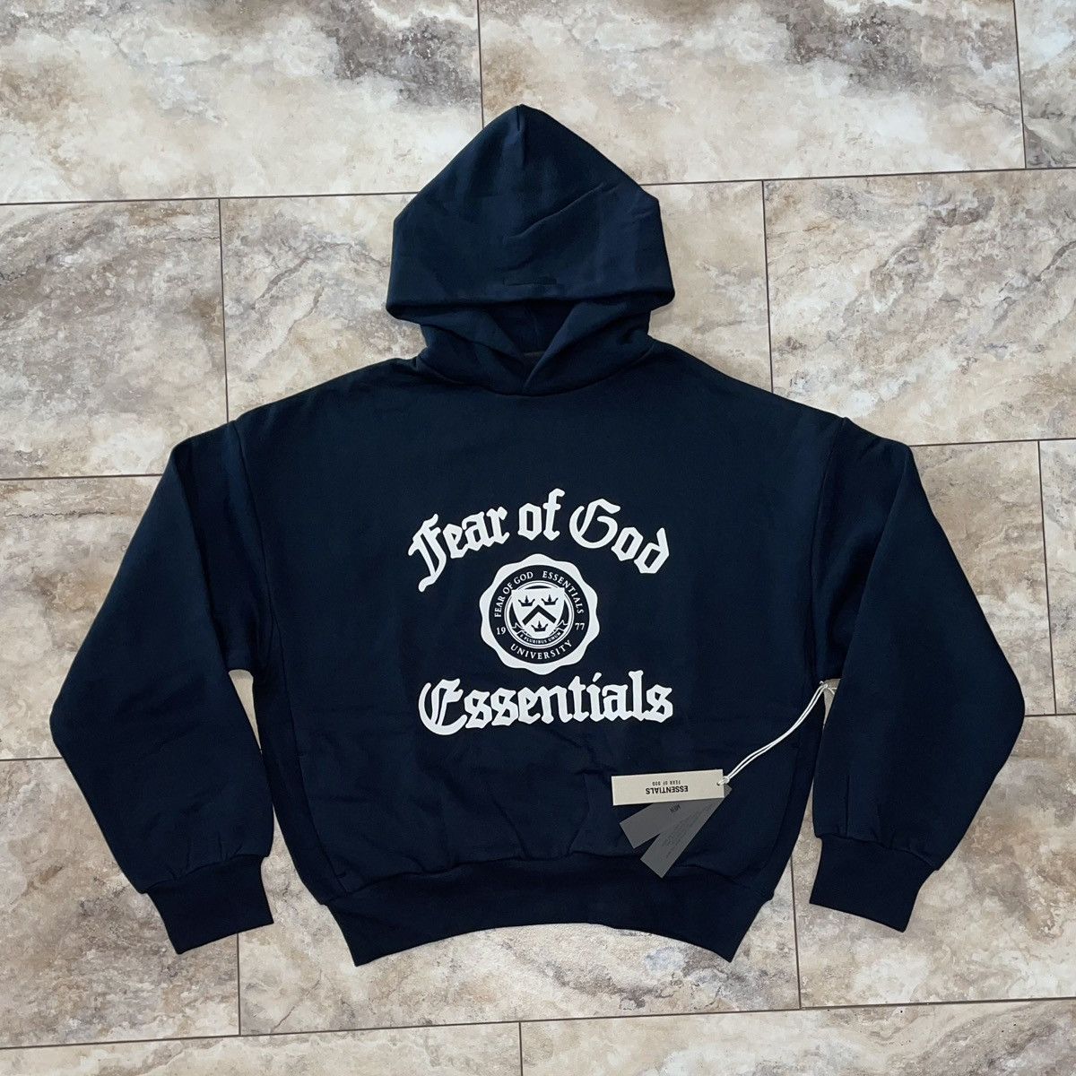 Fear of God Essentials Fleece Vintage Shrunken Hoodie Black
