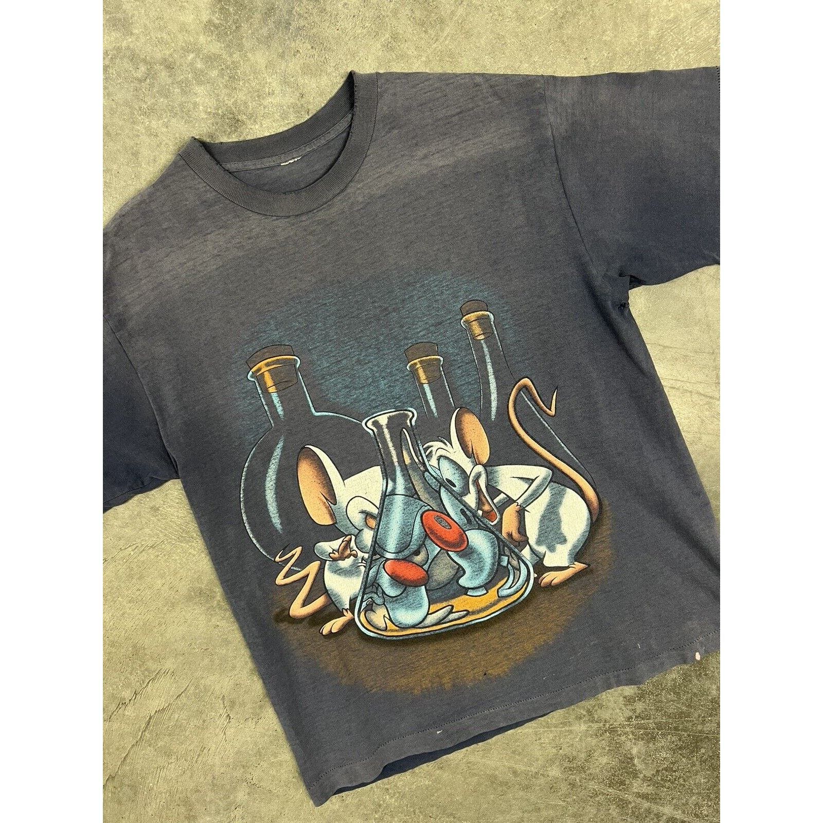 Image of Pinky And The Brain Vintage 90's Graphic T-Shirt in Blue, Men's (Size XL)