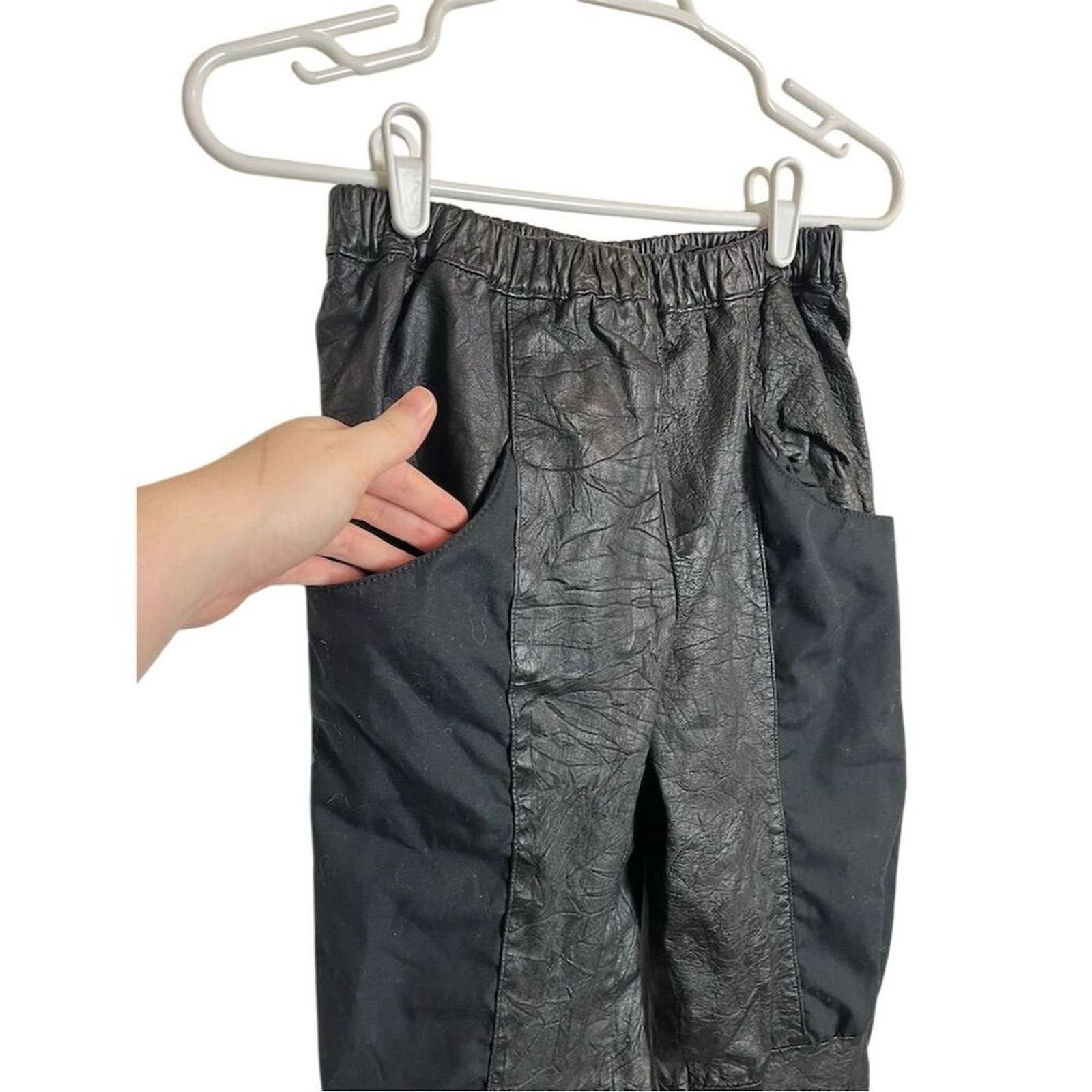 Vintage Vintage Peorgee Sport SallyB Women's Black Leather Pants XS Size 23" - 3 Thumbnail